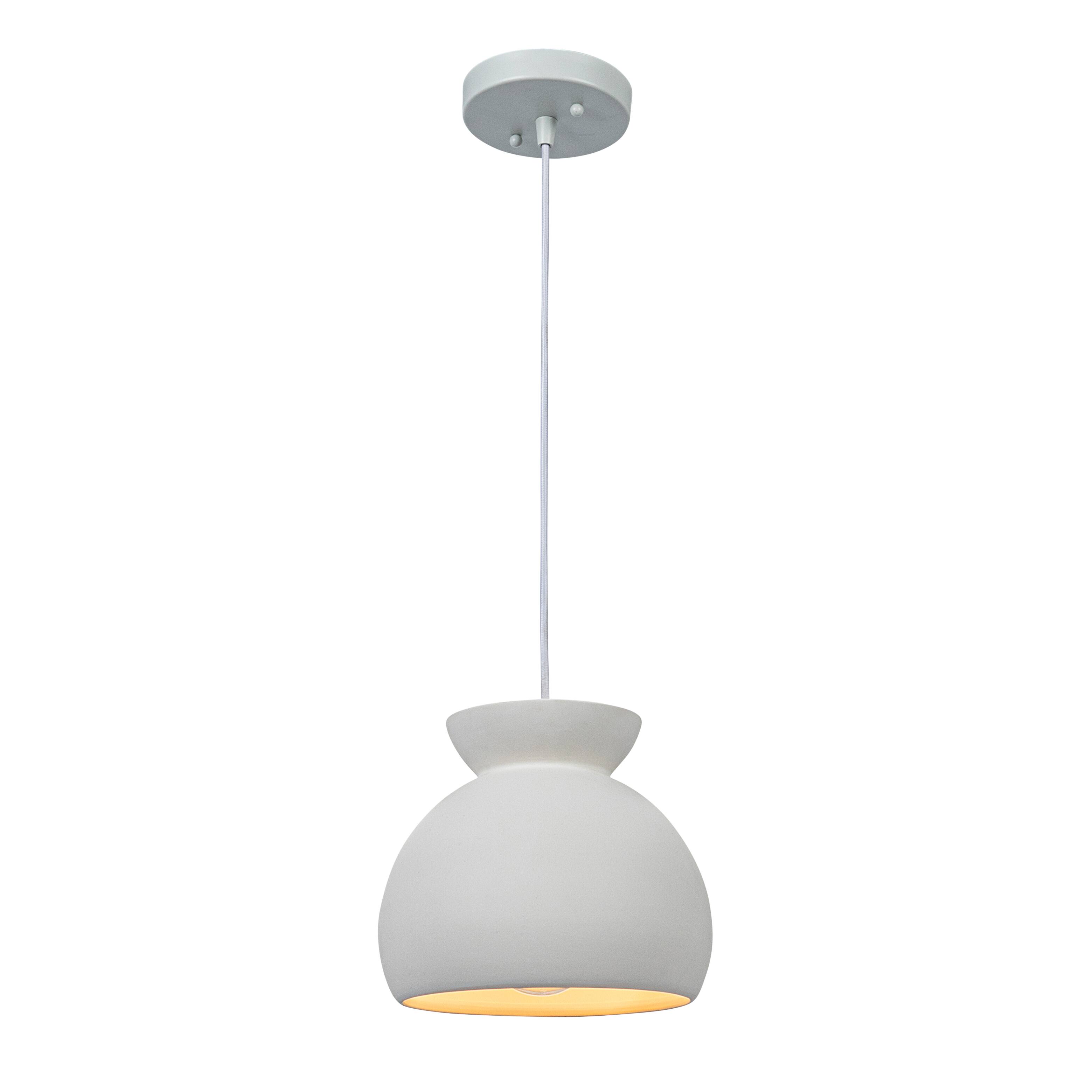 Hello Honey® Sienna Matte White Boho Ceramic Ceiling Light with White Fabric Cord
