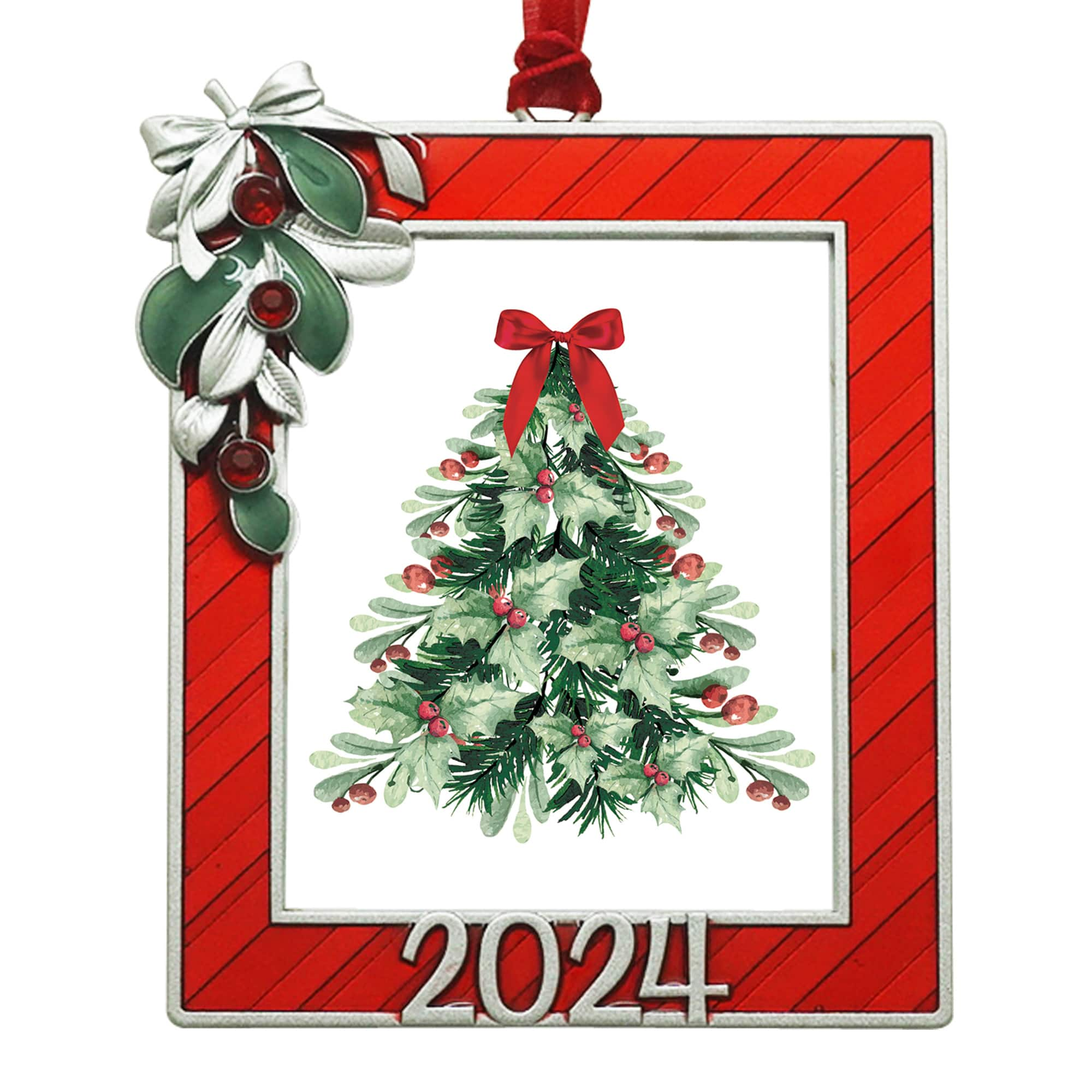 2&#x22; x 2.5&#x22; Red Mistletoe 2024 Ornament Frame by Studio D&#xE9;cor&#xAE;