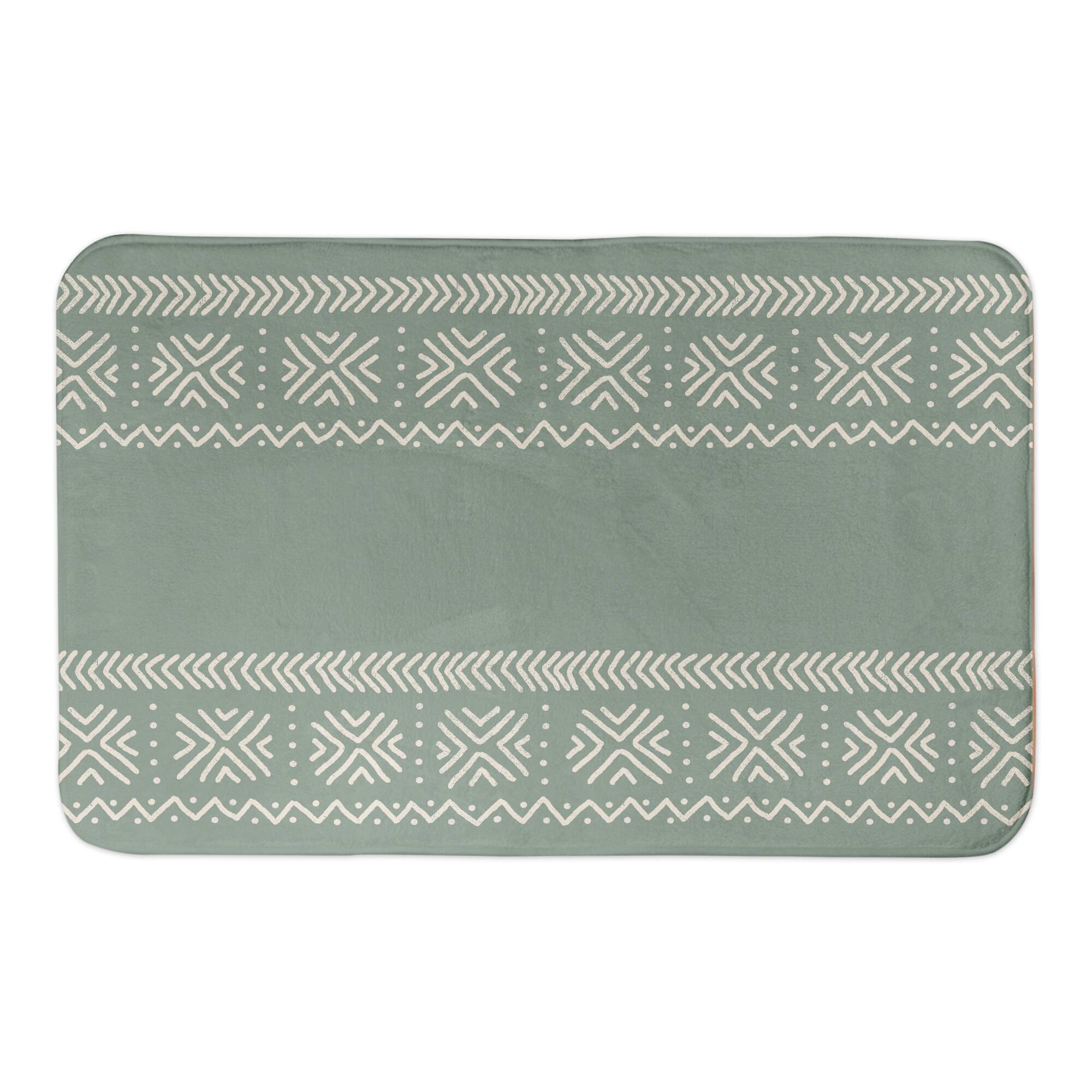 Sage Mudcloth 34&#x22; x 21&#x22; Bath Mat