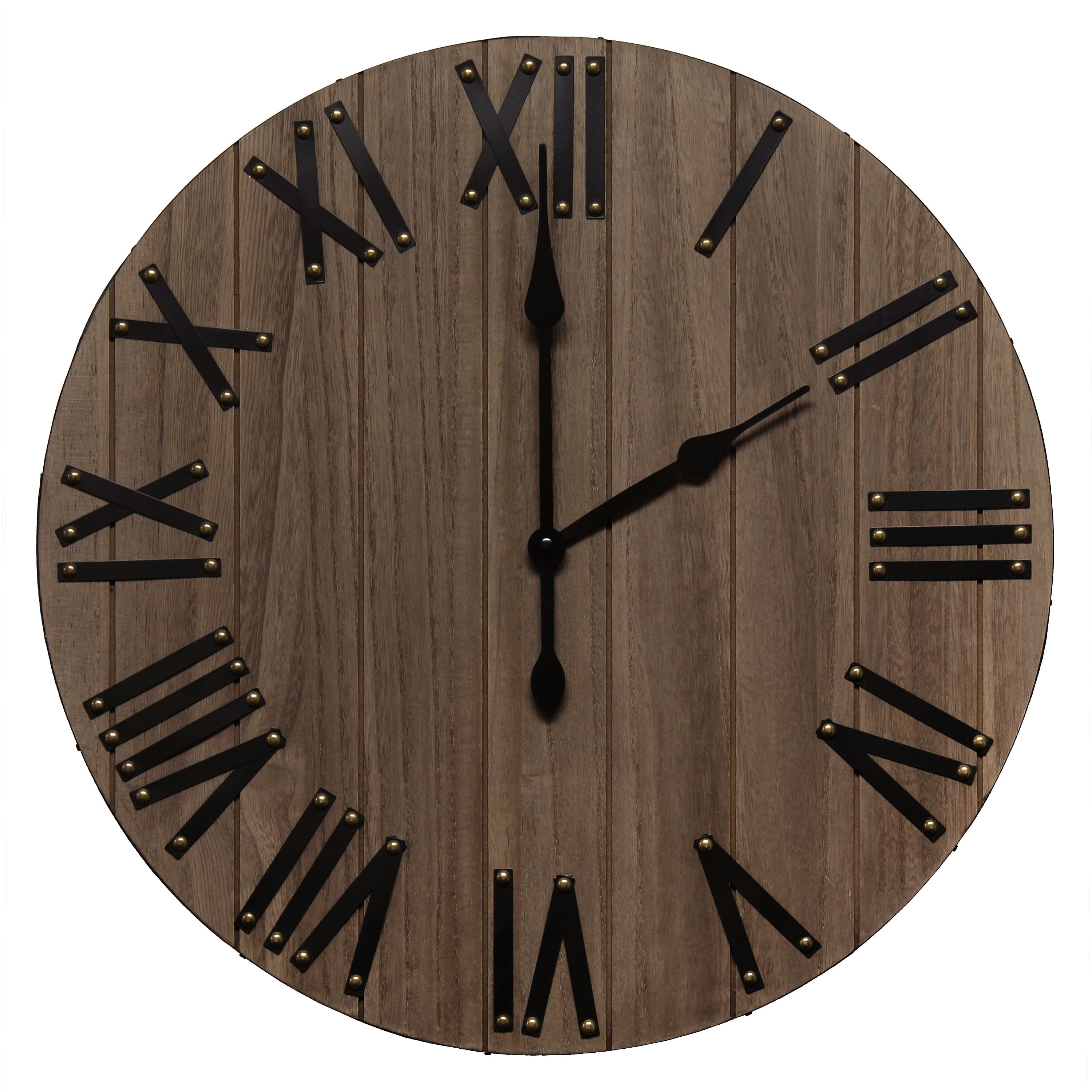 Elegant Designs Handsome 21&#x22; Farmhouse Wood Wall Clock