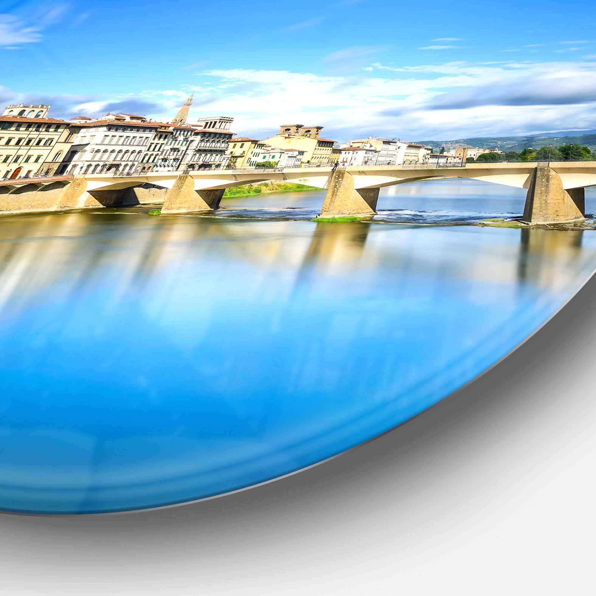 Designart - Ponte Alle Grazie Florence Italy' Extra Large Seashore Metal Circle Wall Art
