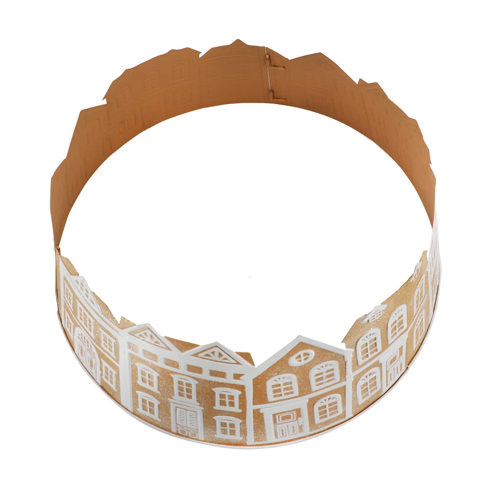 26.75&#x22; Brown &#x26; White Metal Gingerbread Village Tree Collar by Ashland&#xAE;