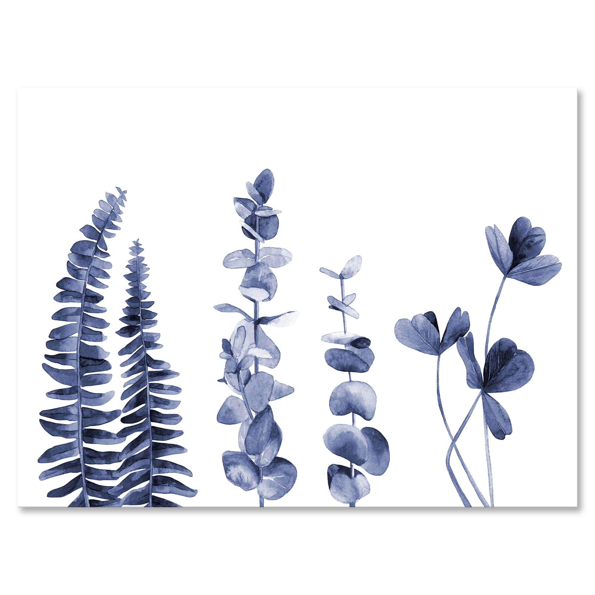 Designart - Navy Blue Eucalyptus I - Traditional Canvas Wall Art Print