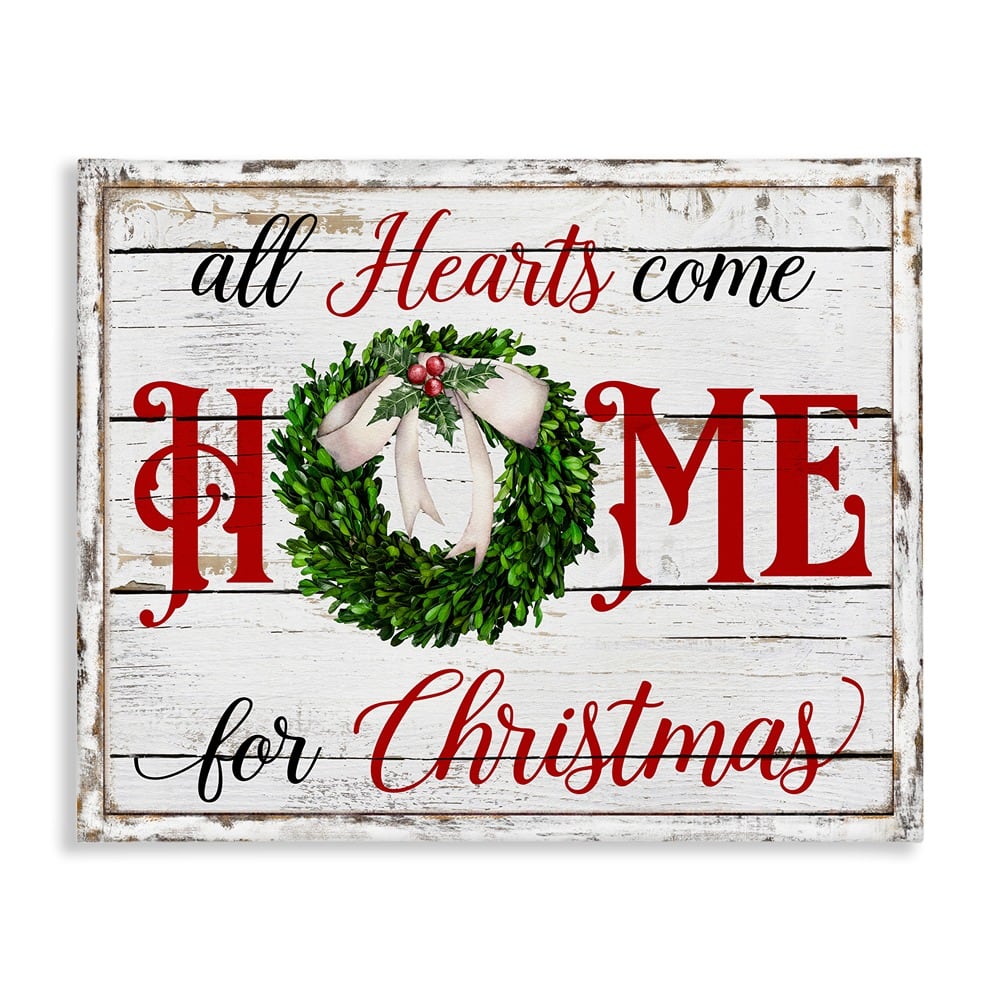 Stupell Industries Hearts Home For Christmas Canvas Wall Art