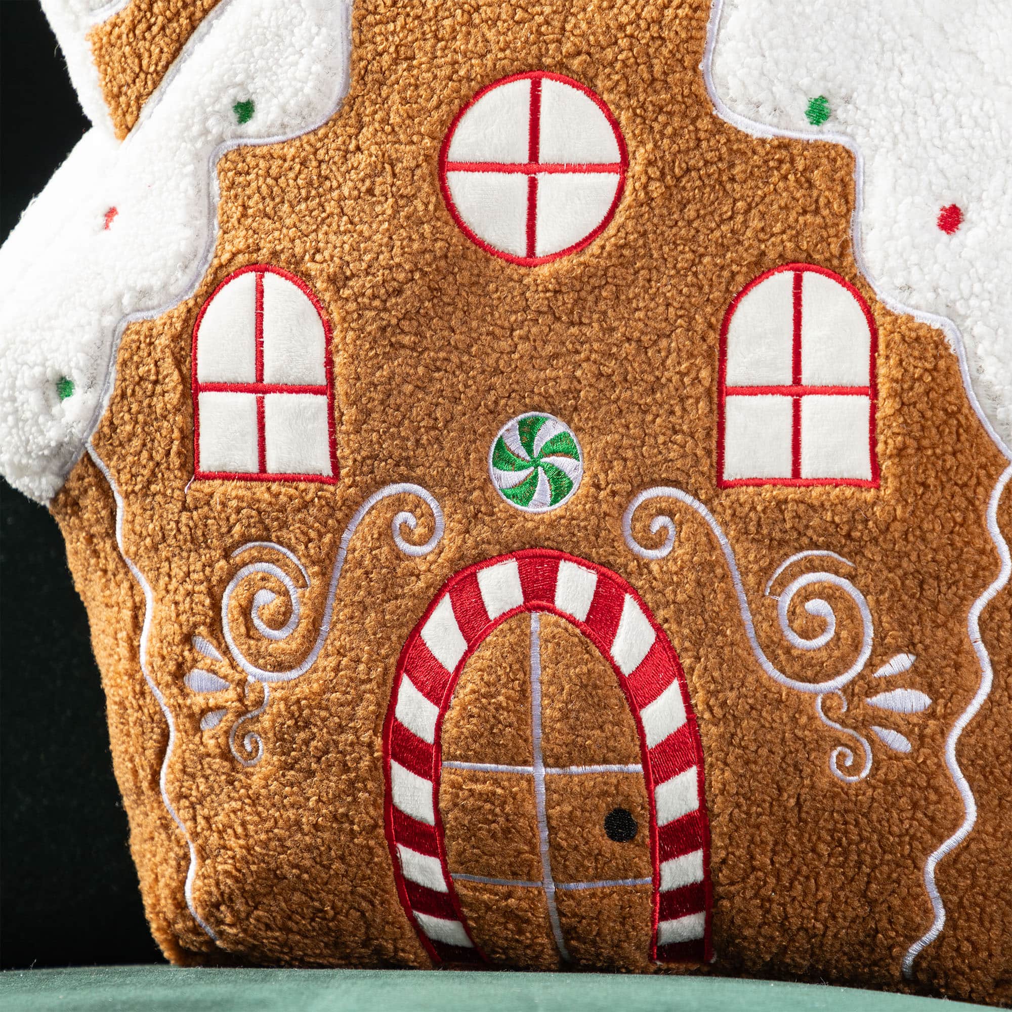 Glitzhome® 17"H Christmas Gingerbread House Shaped Pillow