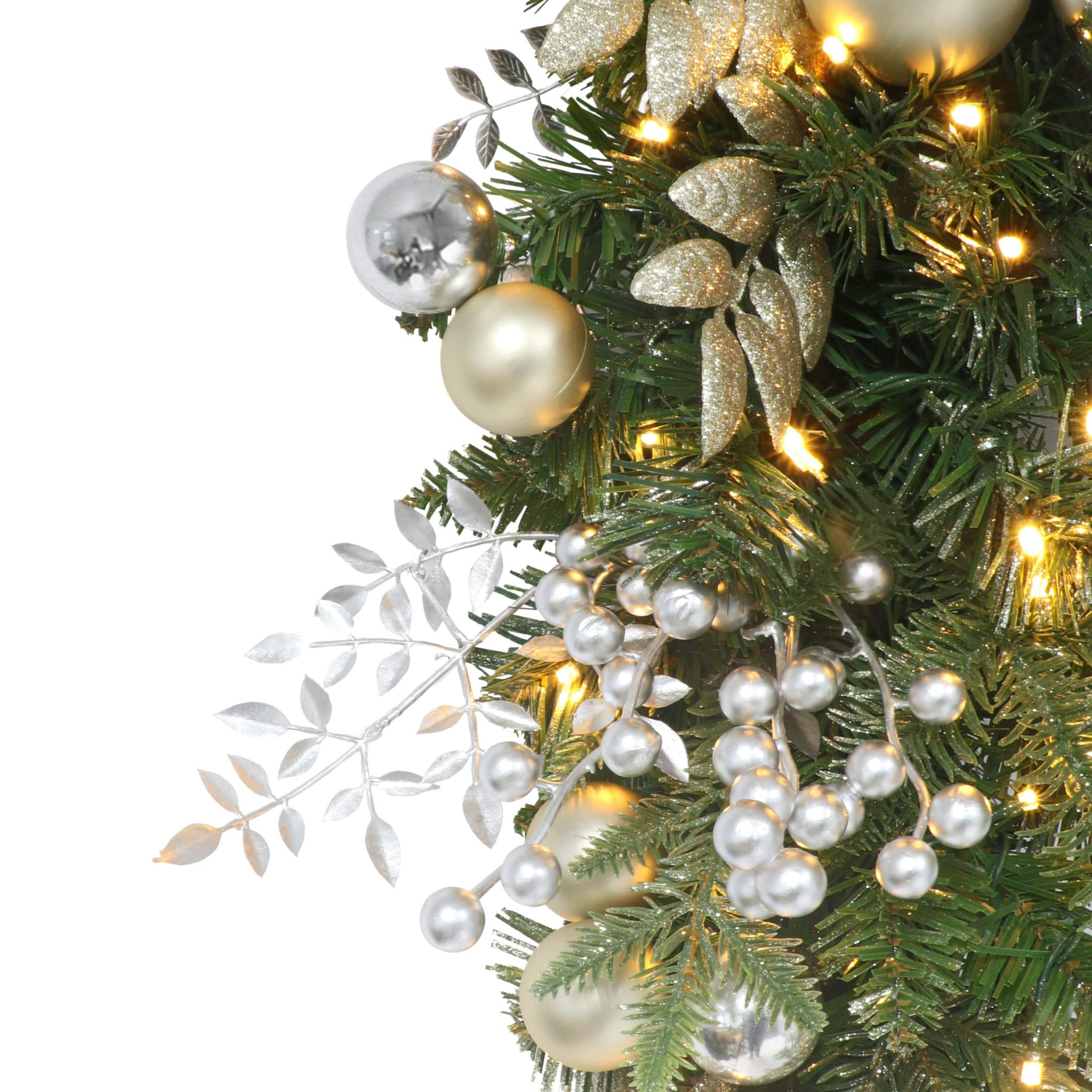 6ft. Battery-Operated Pre-Lit Gold Decorated Artificial Garland