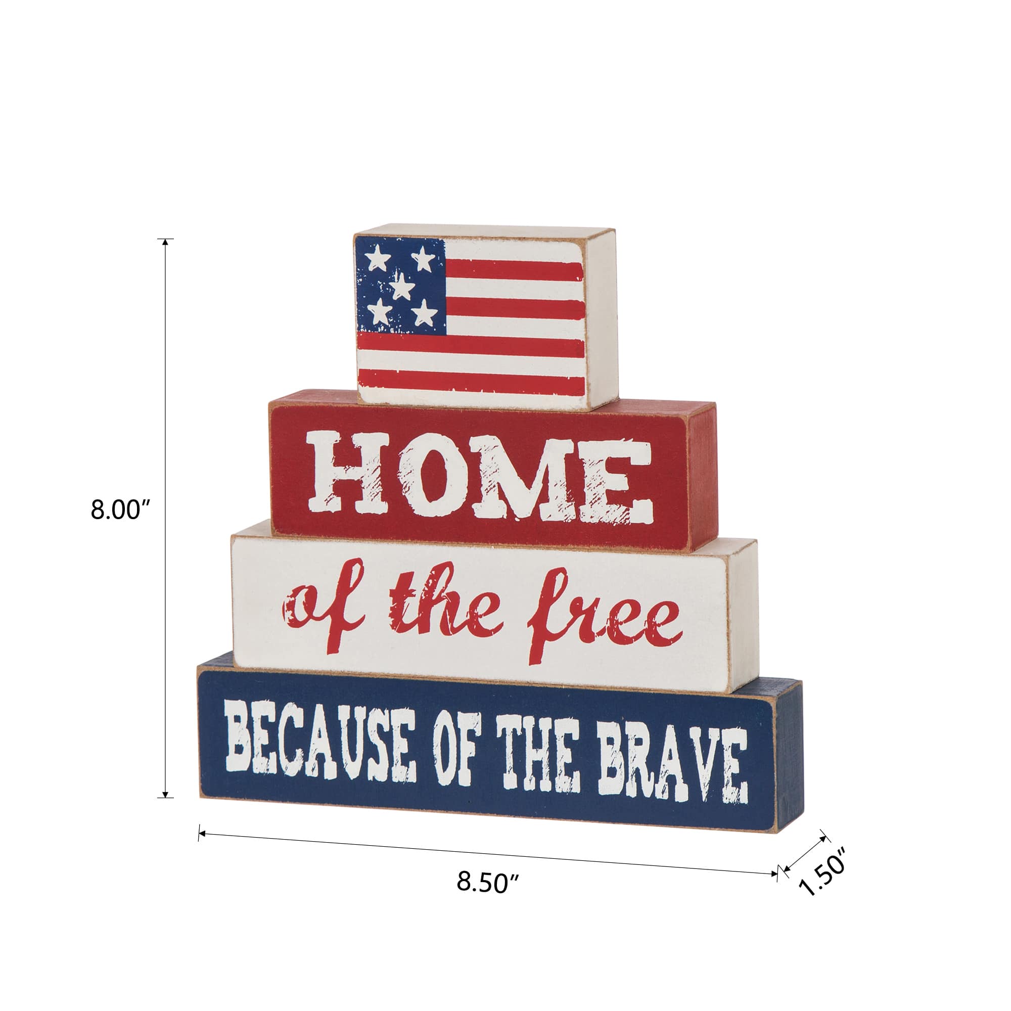 Glitzhome&#xAE; 8.5&#x22; Wooden Patriotic Sign Table D&#xE9;cor