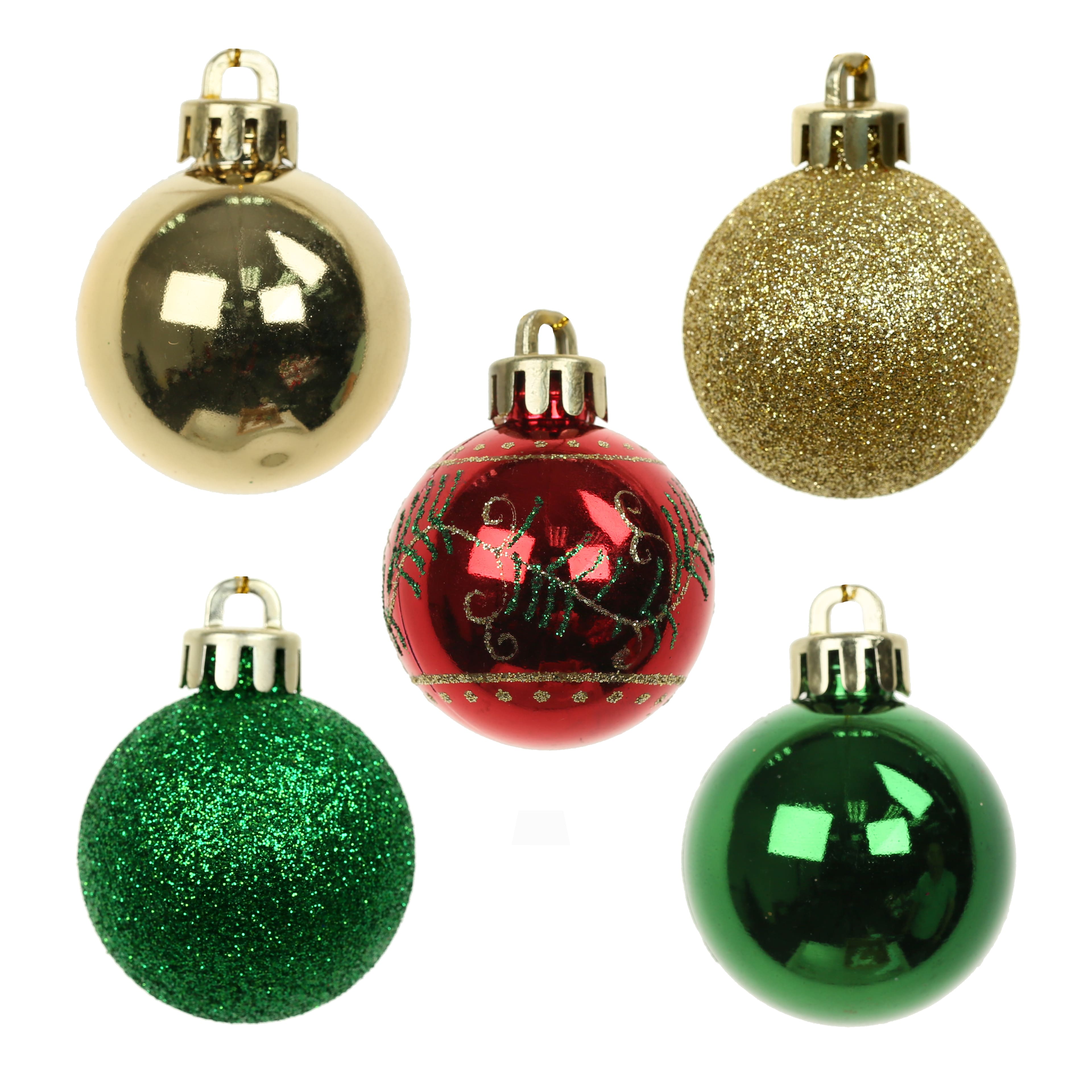7 Pack 1.5&#x22; Red, Green &#x26; Gold Shatterproof Ball Ornaments by Ashland&#xAE;
