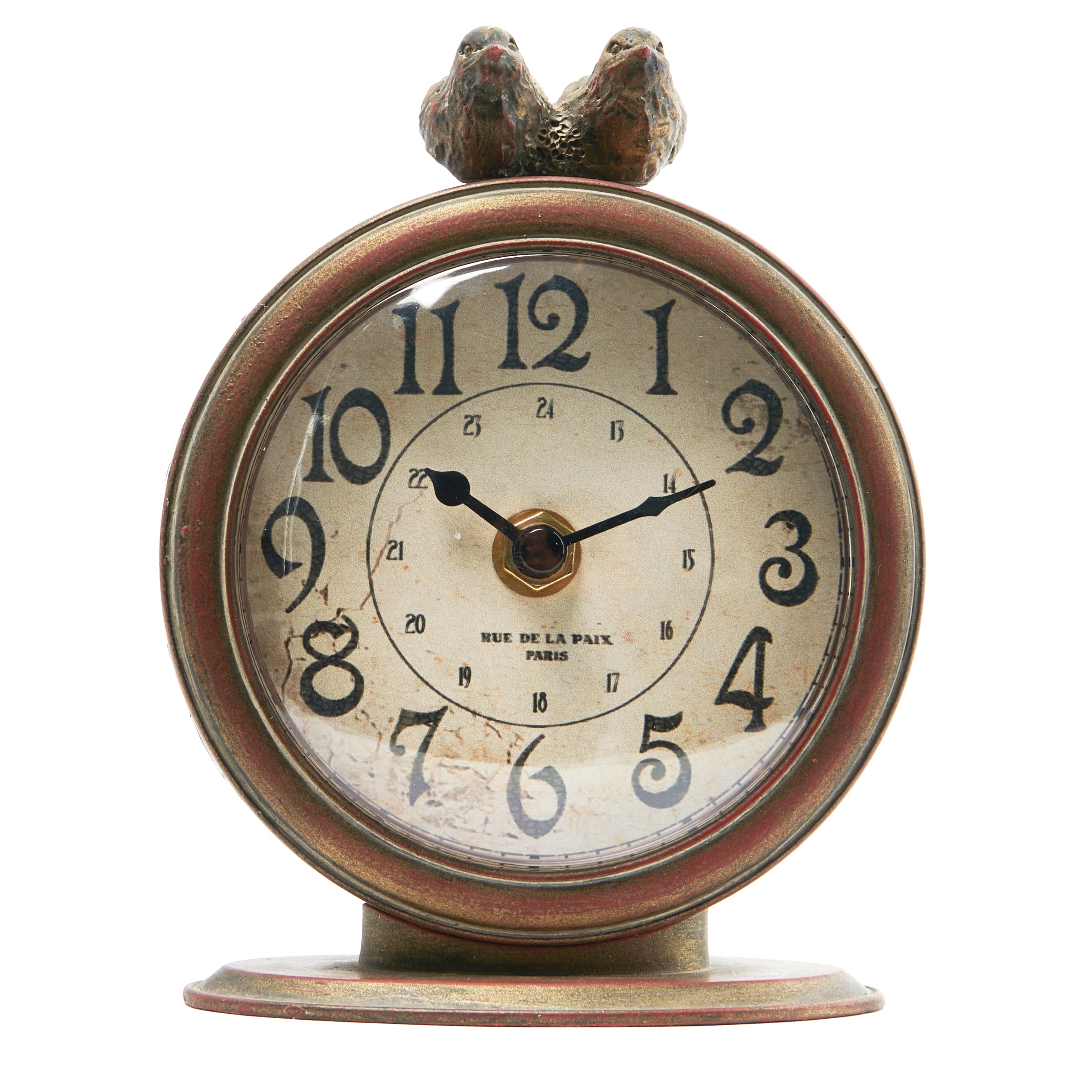 Hello Honey® 6" Vintage Pewter Mantel Clock with Birds