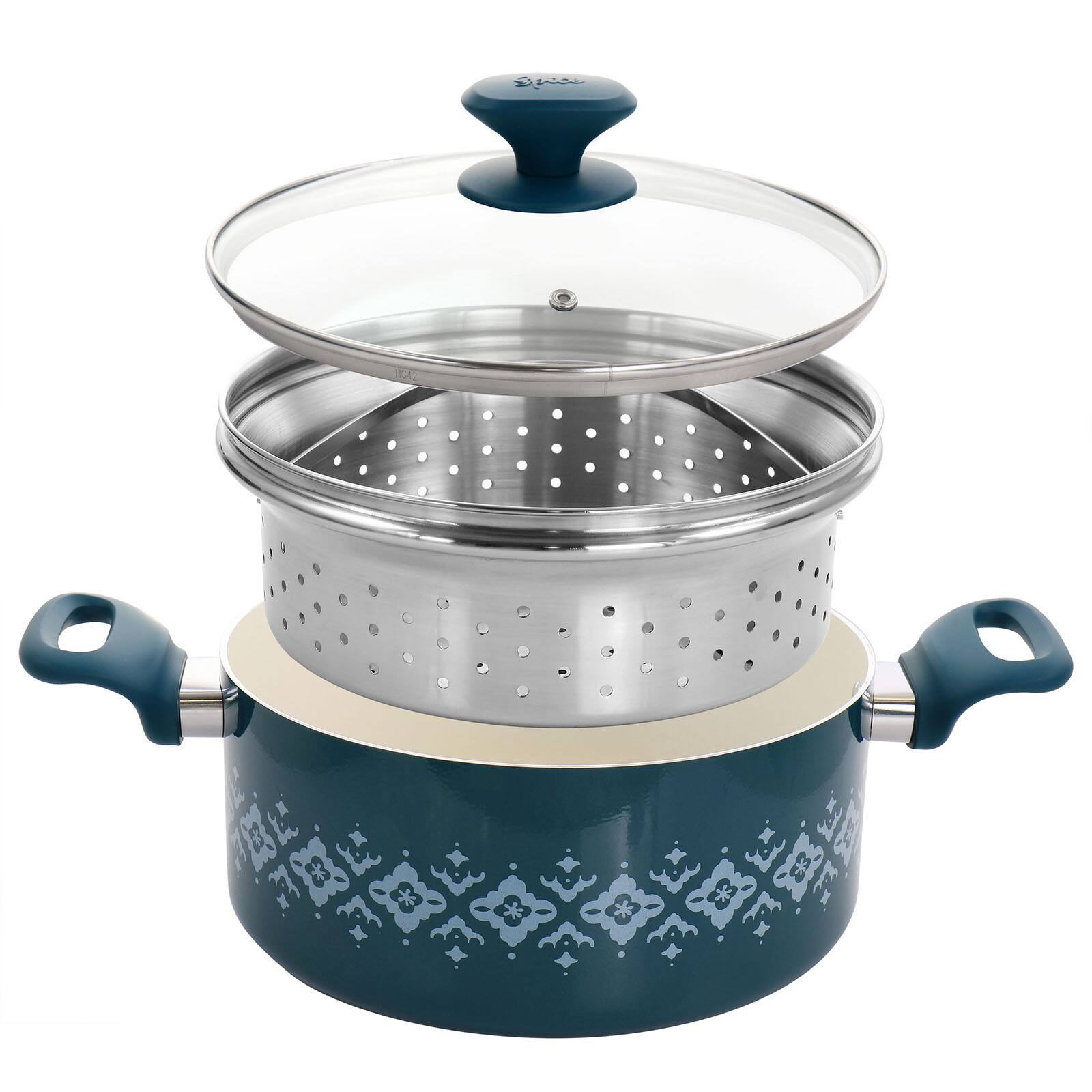 Spice by Tia Mowry Savory Saffron Teal 16 Piece Ceramic Nonstick Cookware Set