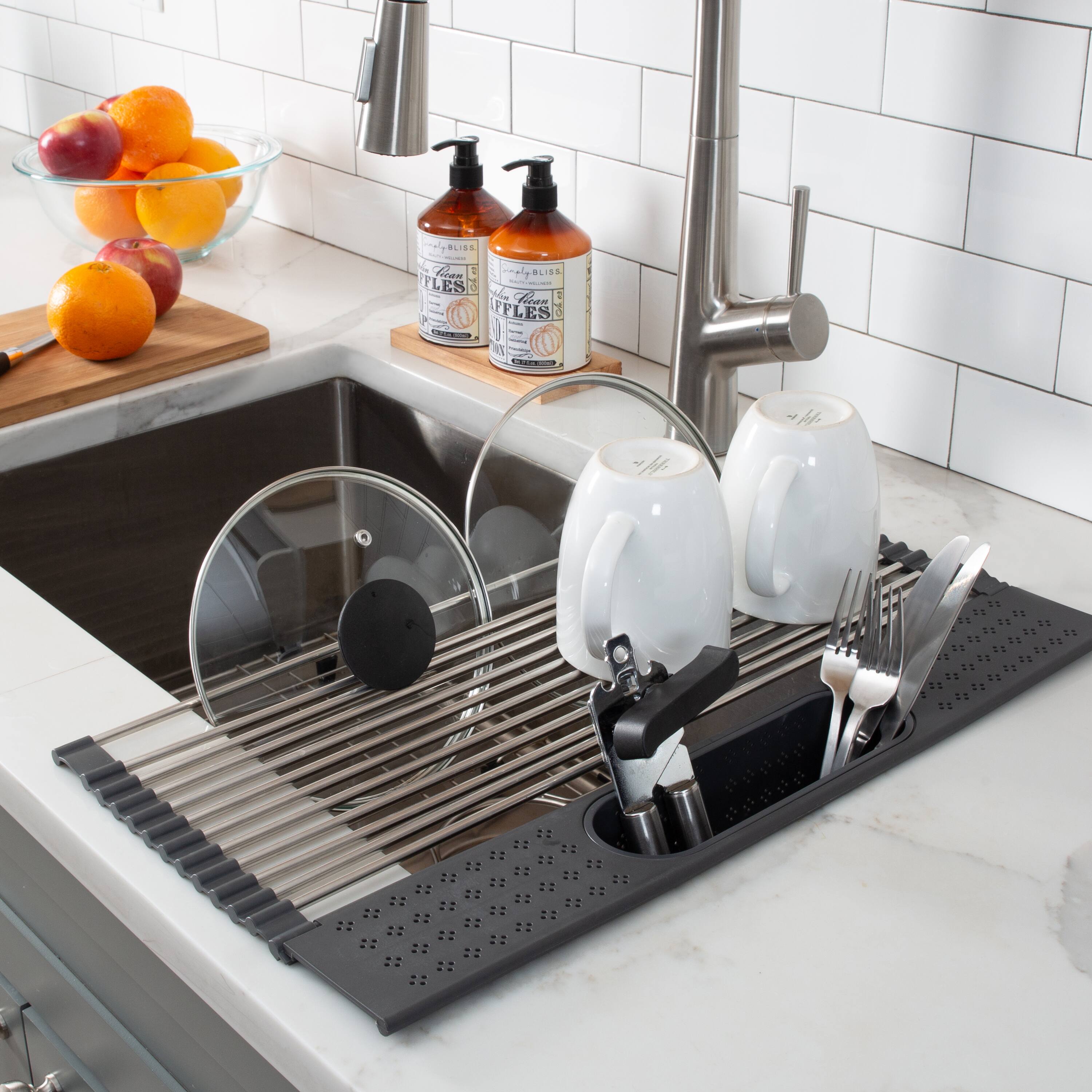 Kitchen Details Over the Sink Drying Rack with Utensil Holder