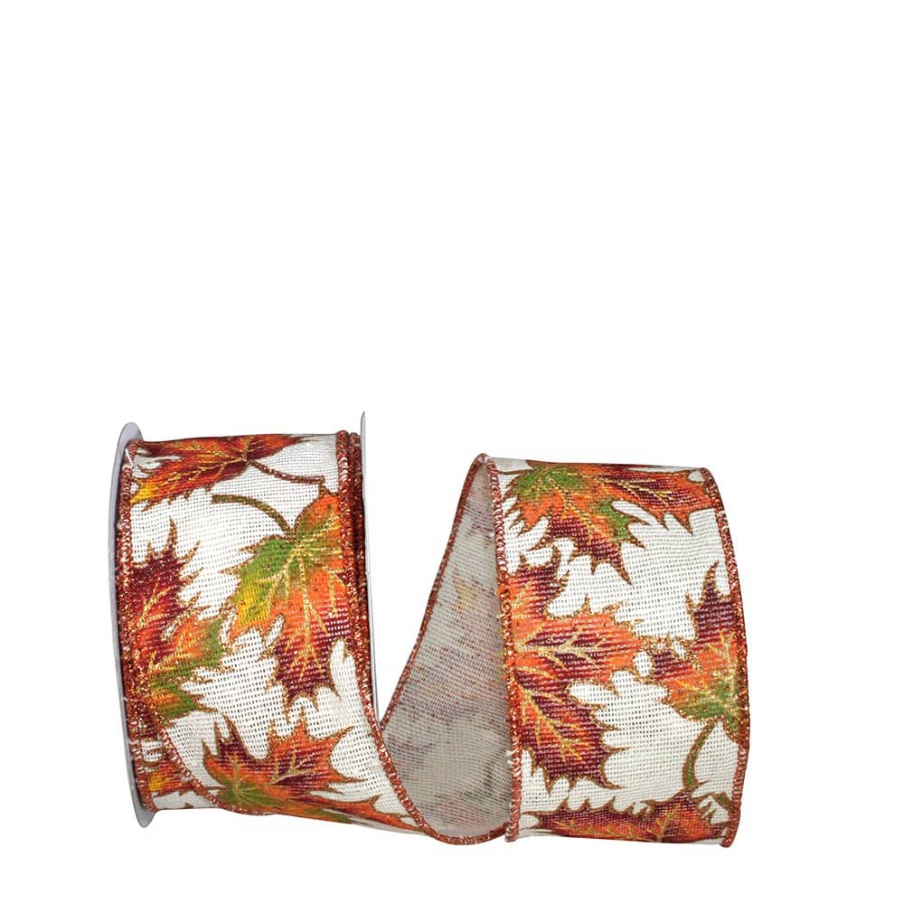 Reliant 2.5" x 10yd. Glitter Leaf Wired Ribbon