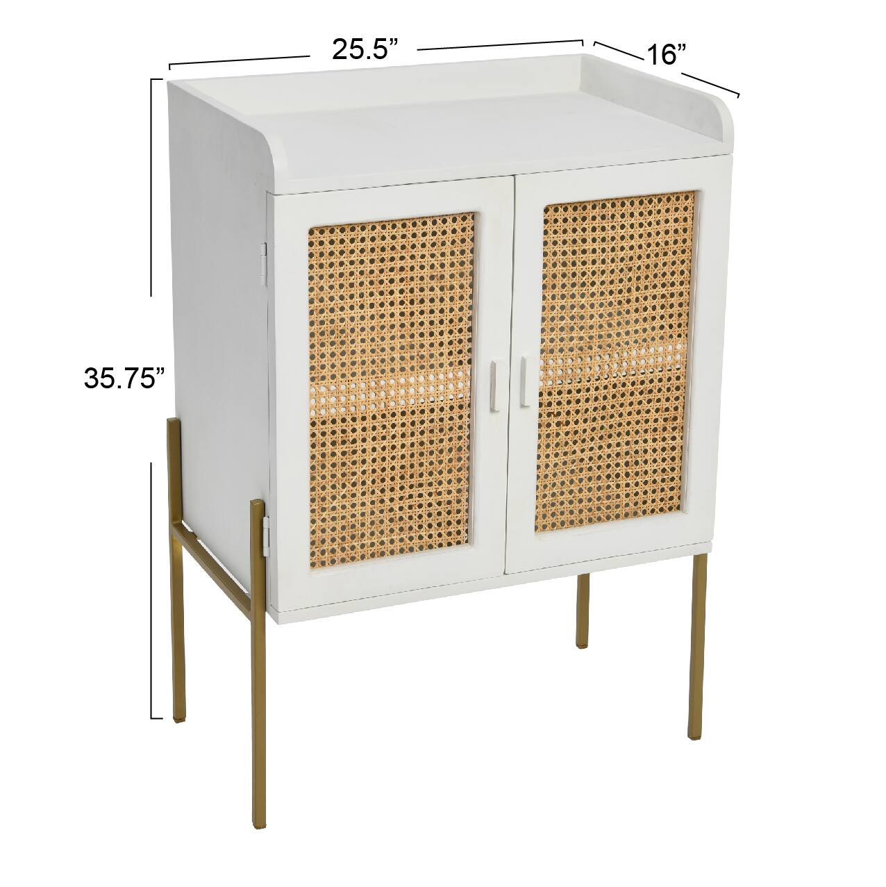 Hello Honey&#xAE; 36&#x22; Boho Solid Wood Bar Cabinet with Metal Legs and Woven Cane Doors