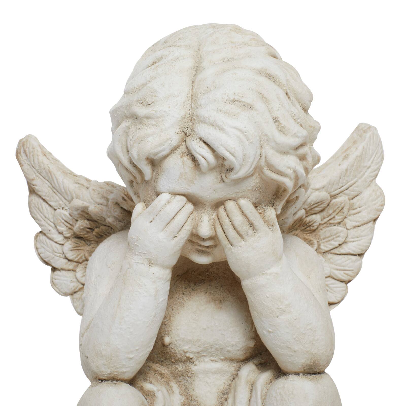 29" White Stone French Country Angel Garden Sculpture Set