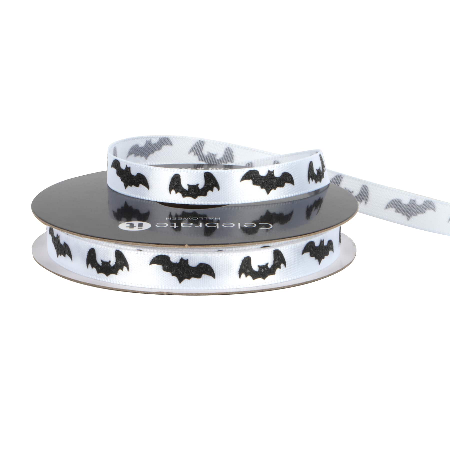 3/8&#x22; x 4yd. Black &#x26; White Bats Ribbon by Celebrate It&#xAE; Halloween