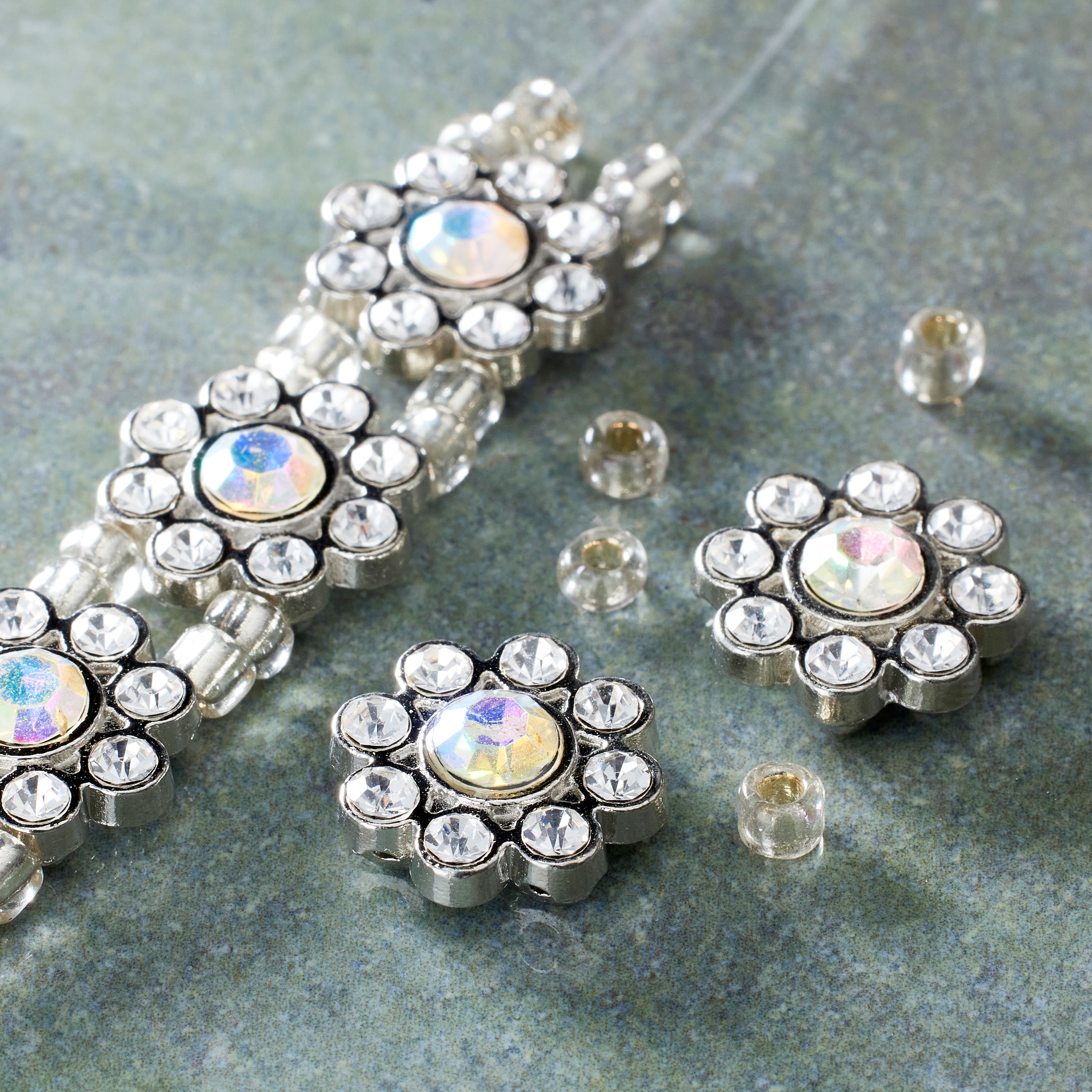 12 Pack: Silver-Plated Flower Sliders, 15mm by Bead Landing&#x2122;