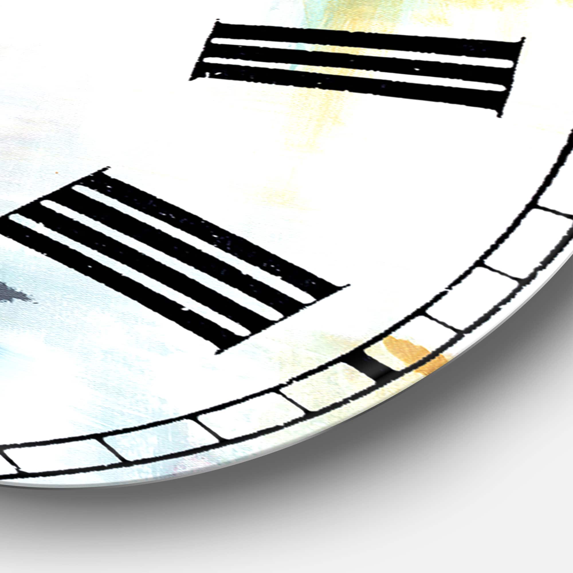 Designart &#x27;Teal And White Composition Large Modern Wall Clock