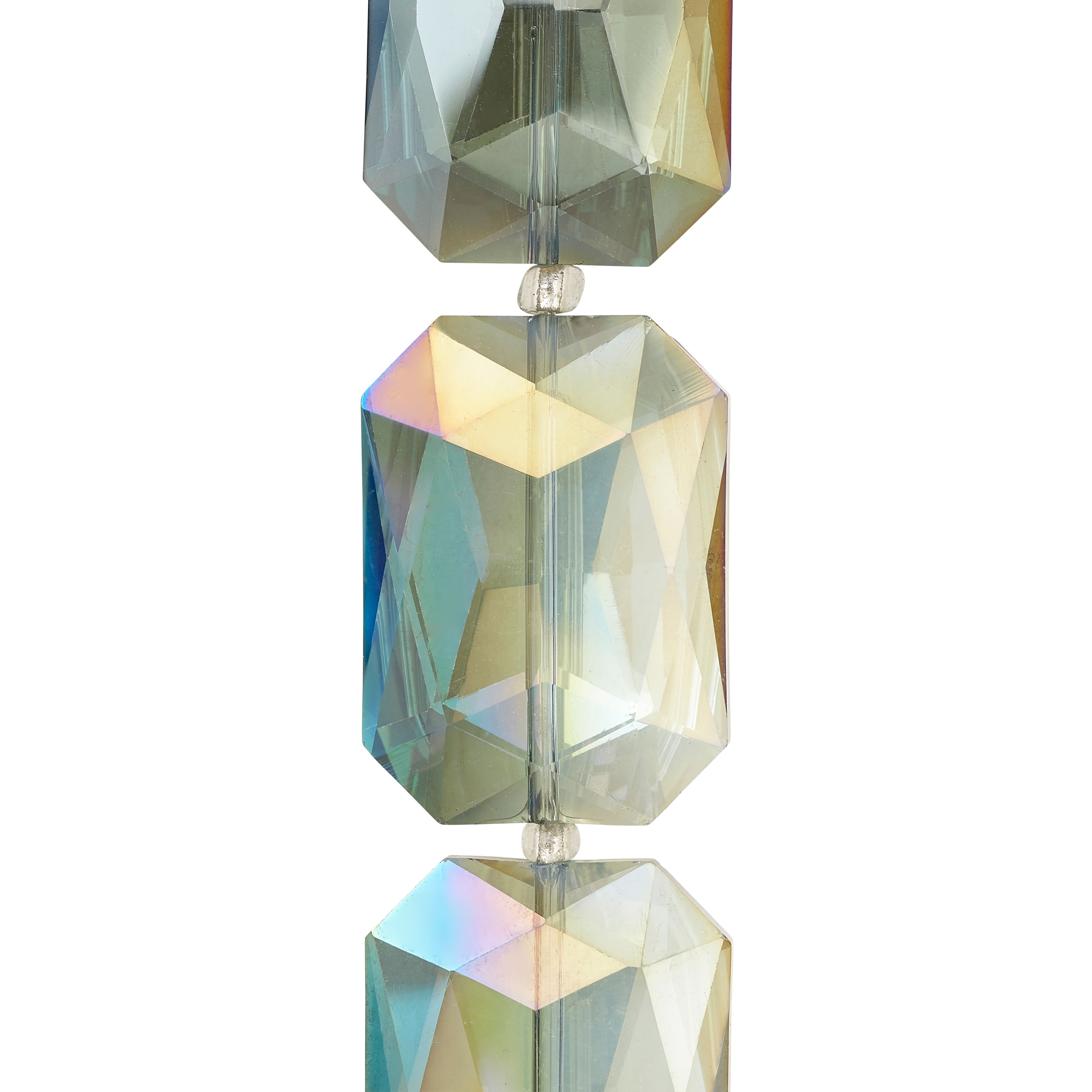12 Pack: Multicolored Faceted Glass Rectangular Beads, 33mm by Bead Landing&#x2122;