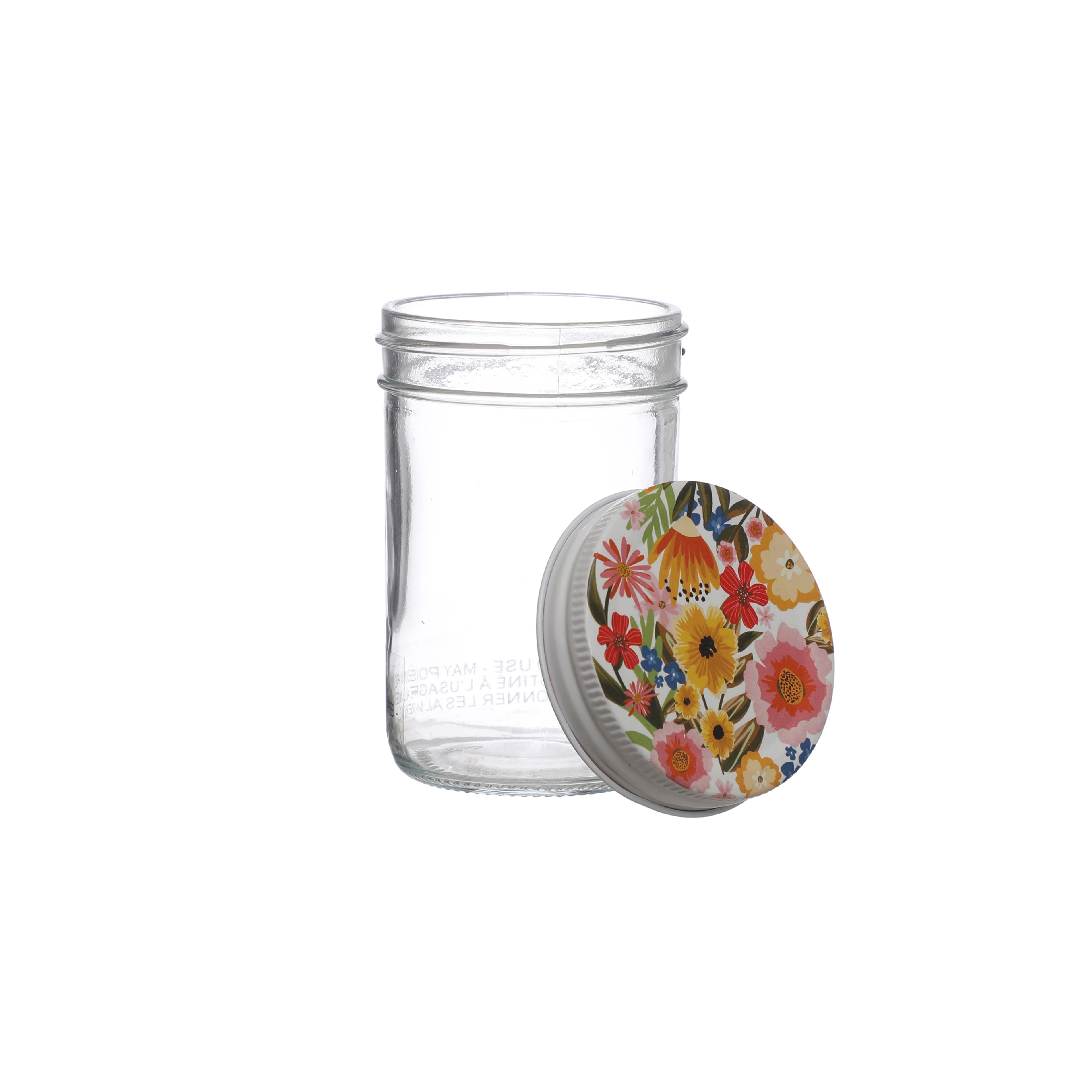 4.25&#x22; Glass Jar with Floral Lid by Ashland&#xAE;