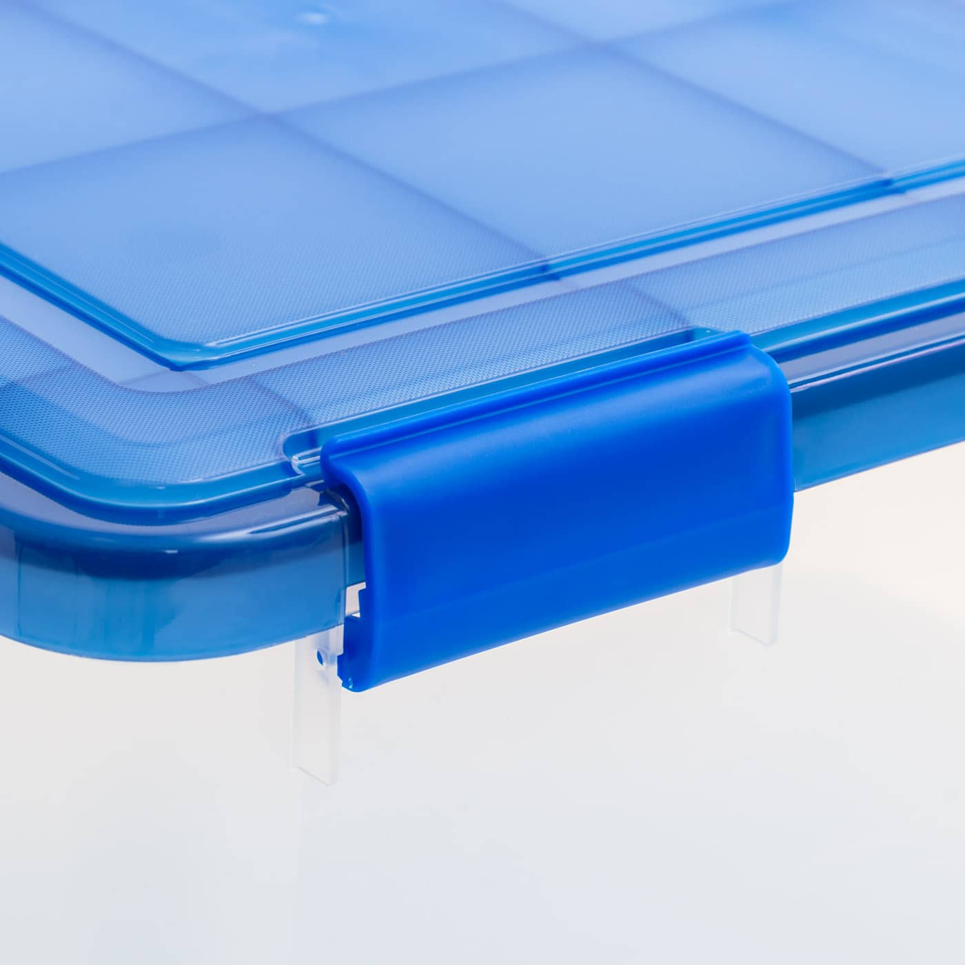 IRIS Element Resistant Clear Plastic Storage Boxes with Blue Lid