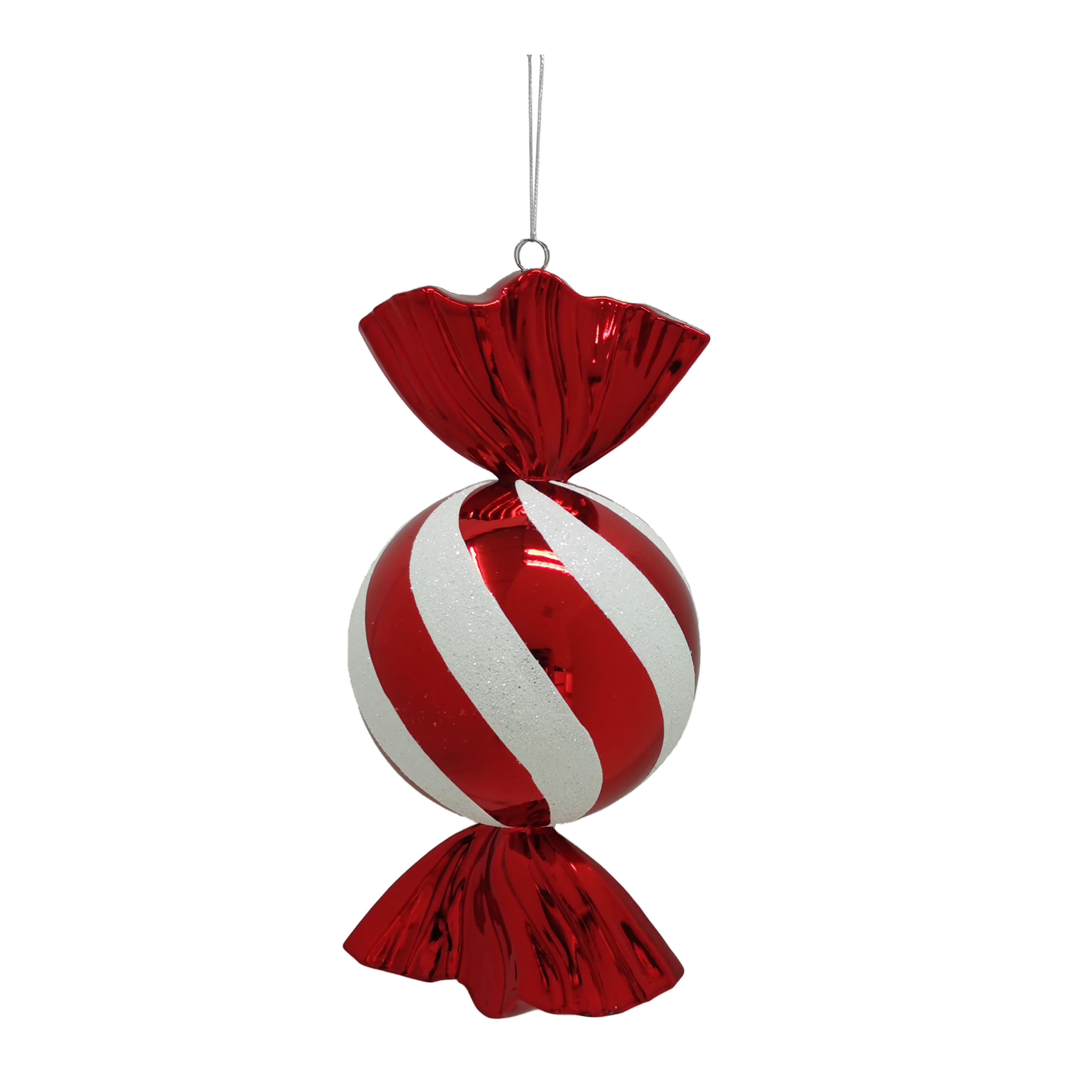 13&#x22; Red &#x26; White Glitter Jumbo Peppermint Candy Twist Ornament by Ashland&#xAE;