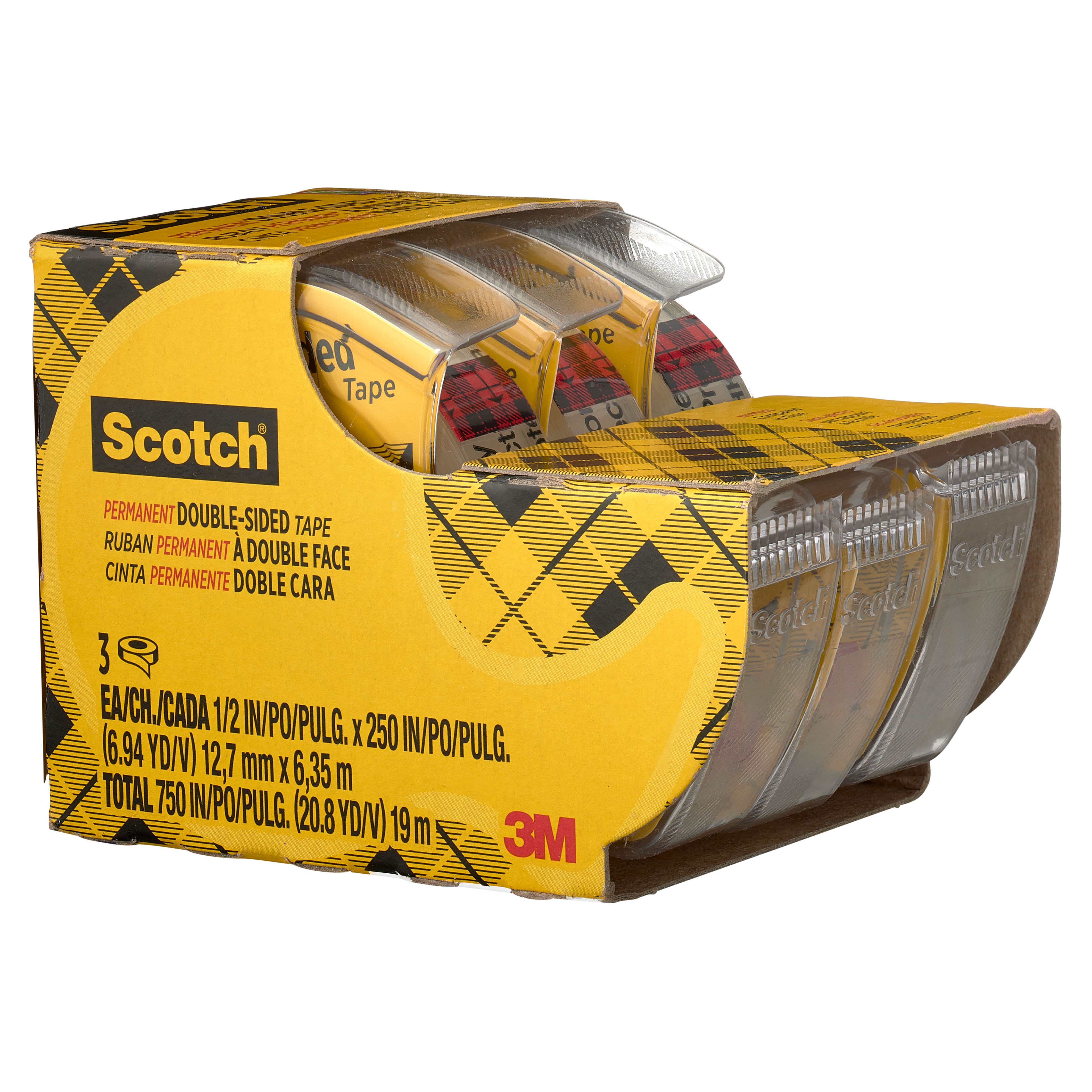 Scotch Double-Sided Permanent Tape; 1/2 x 250