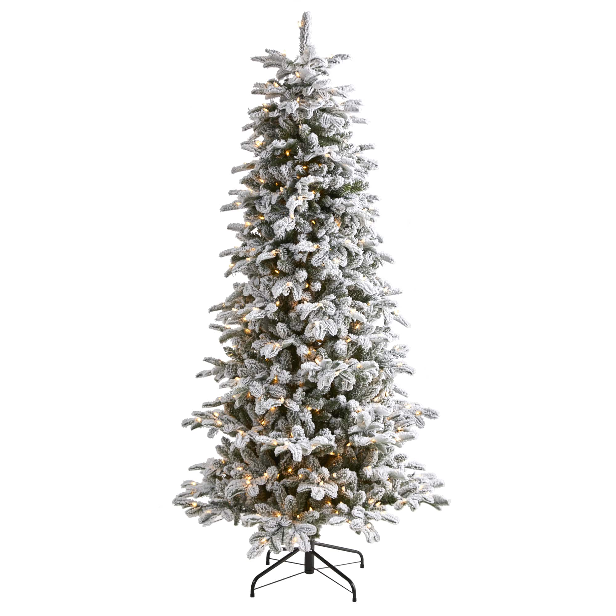 7ft. Pre-Lit Flocked North Carolina Fir Artificial Christmas Tree with Warm White Lights