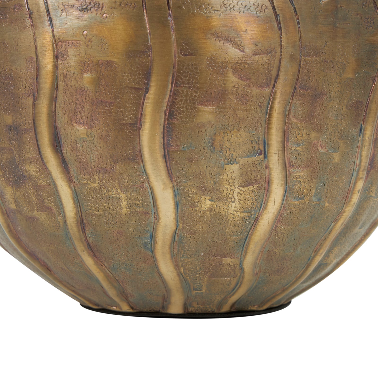 12&#x22; Brass Metal Snakeskin Inspired Vase with Dimensional Wavy Accents