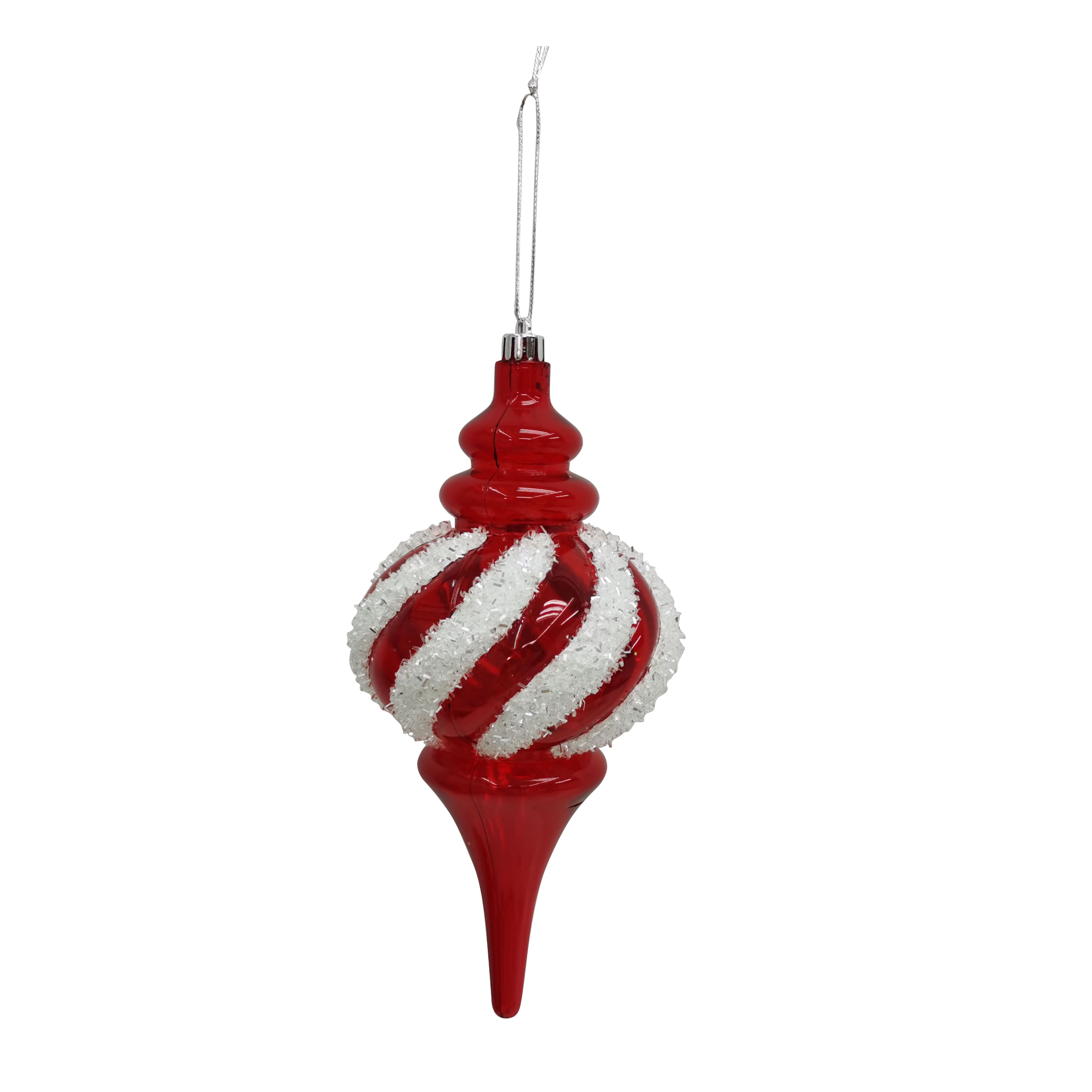 10.25&#x22; Red &#x26; White Tinsel Twist Jumbo Finial Ornament by Ashland&#xAE;