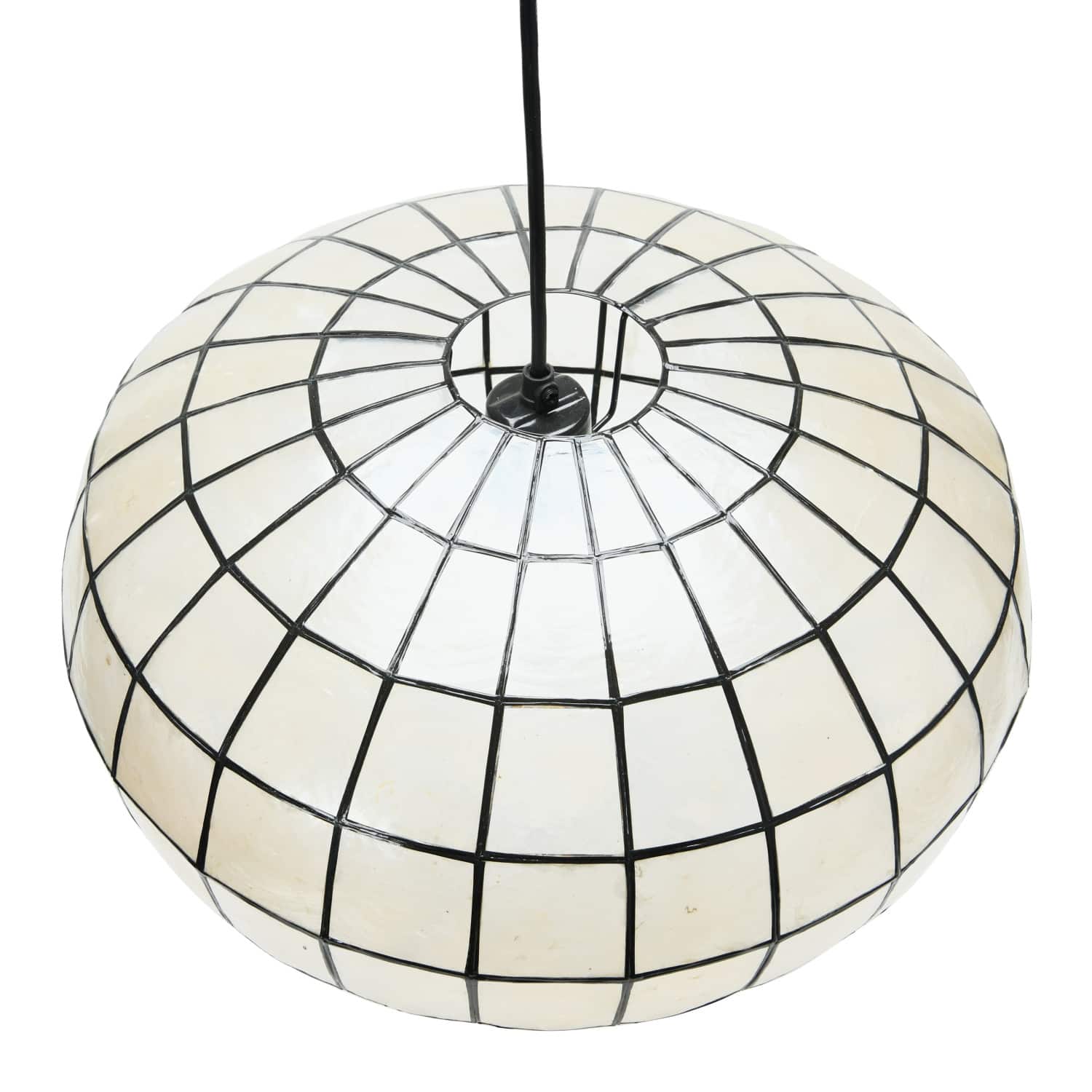 Hello Honey&#xAE; 16&#x22; White Capiz Seashell &#x26; Black Oblong Ceiling Light