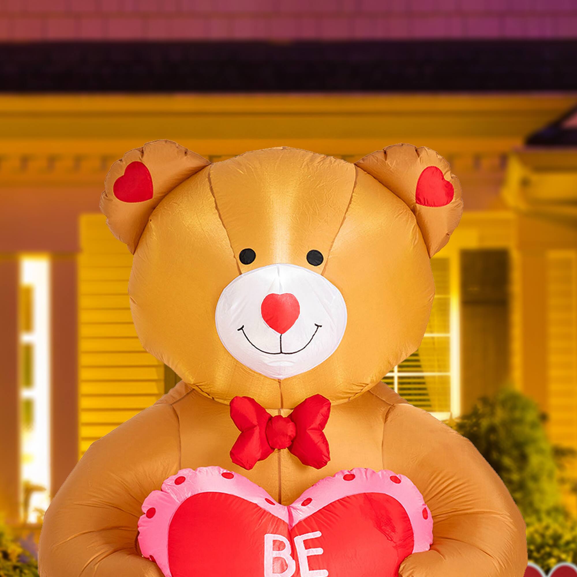 Glitzhome® 6ft. Lighted Valentine's Inflatable Bear with Heart Décor