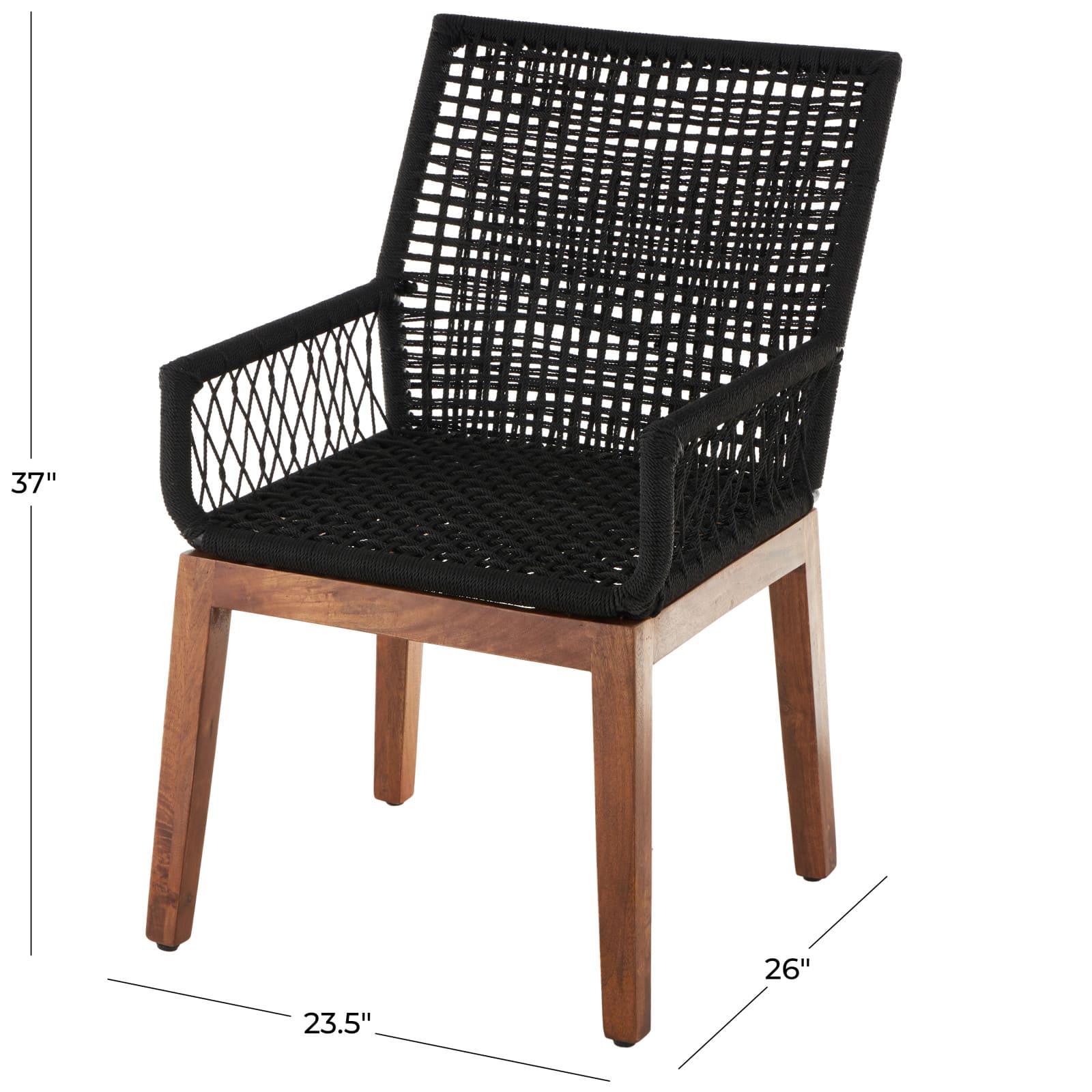 24" x 37" Black Jute Rope Handmade Woven Living Room Accent Chair
