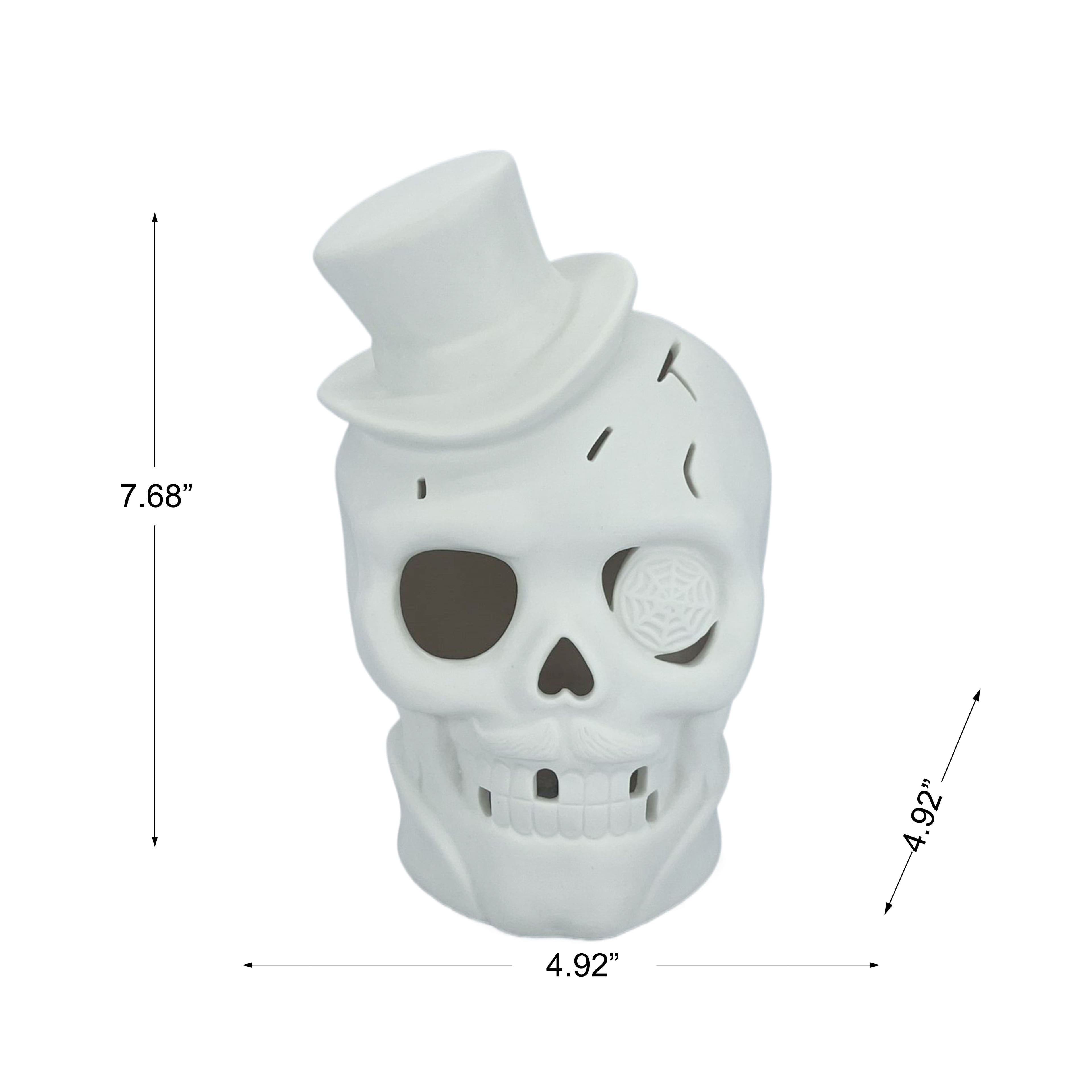 7.75" DIY Ceramic LED Gentleman Skull Décor by Make Market®