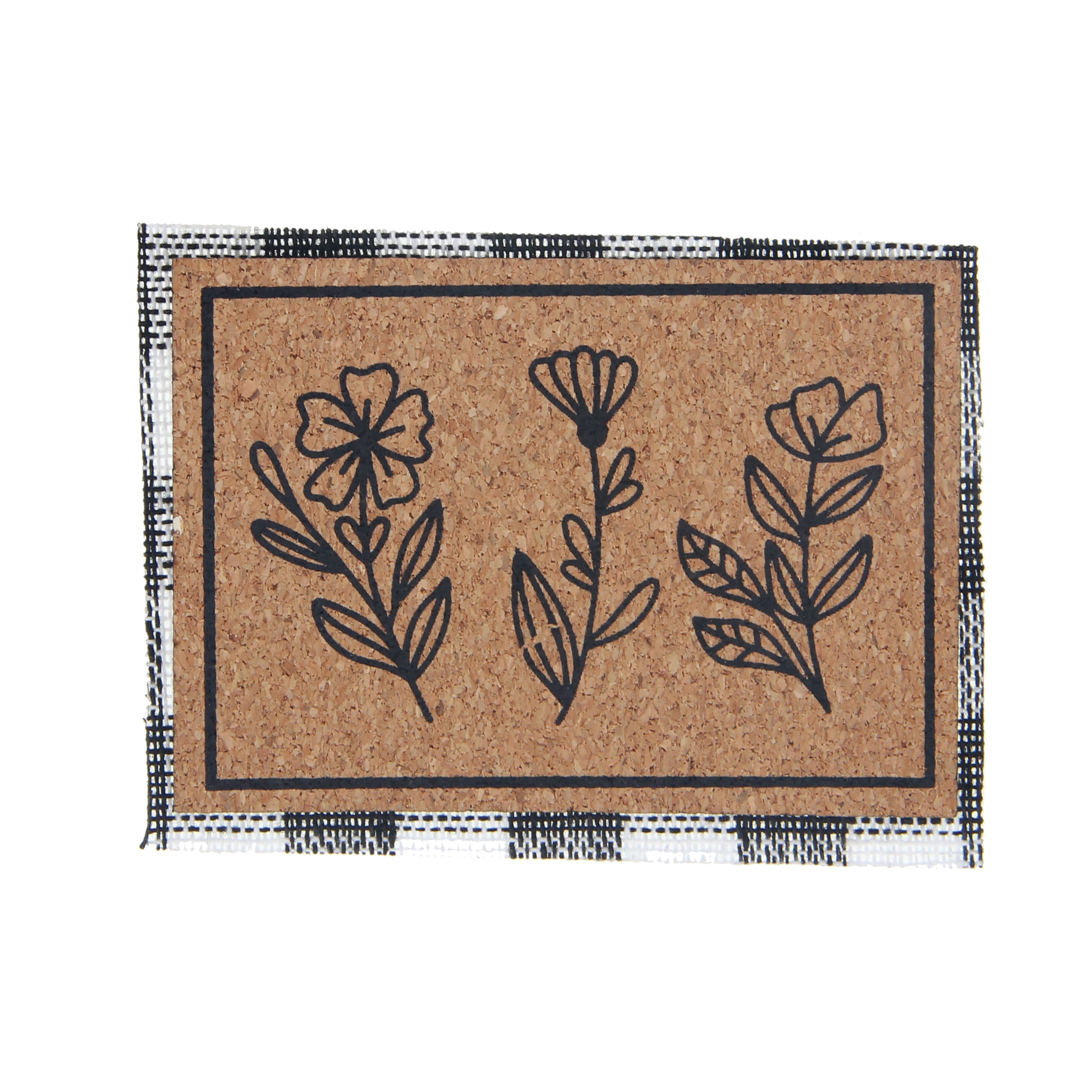 Mini Plaid &#x26; Natural Flower Doormat by Make Market&#xAE;