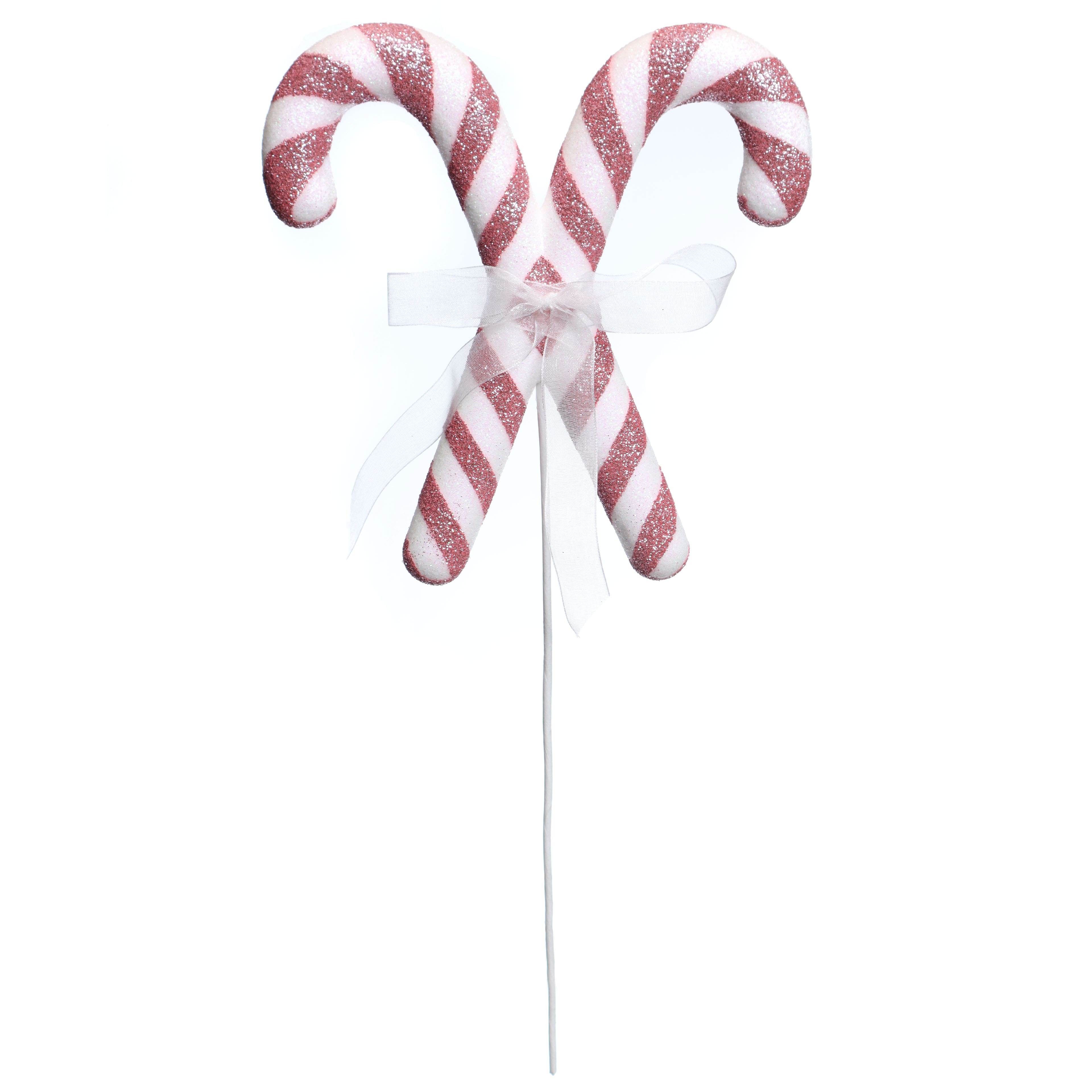 13.5&#x22; Pink &#x26; White Glitter Candy Cane Pick by Ashland&#xAE;