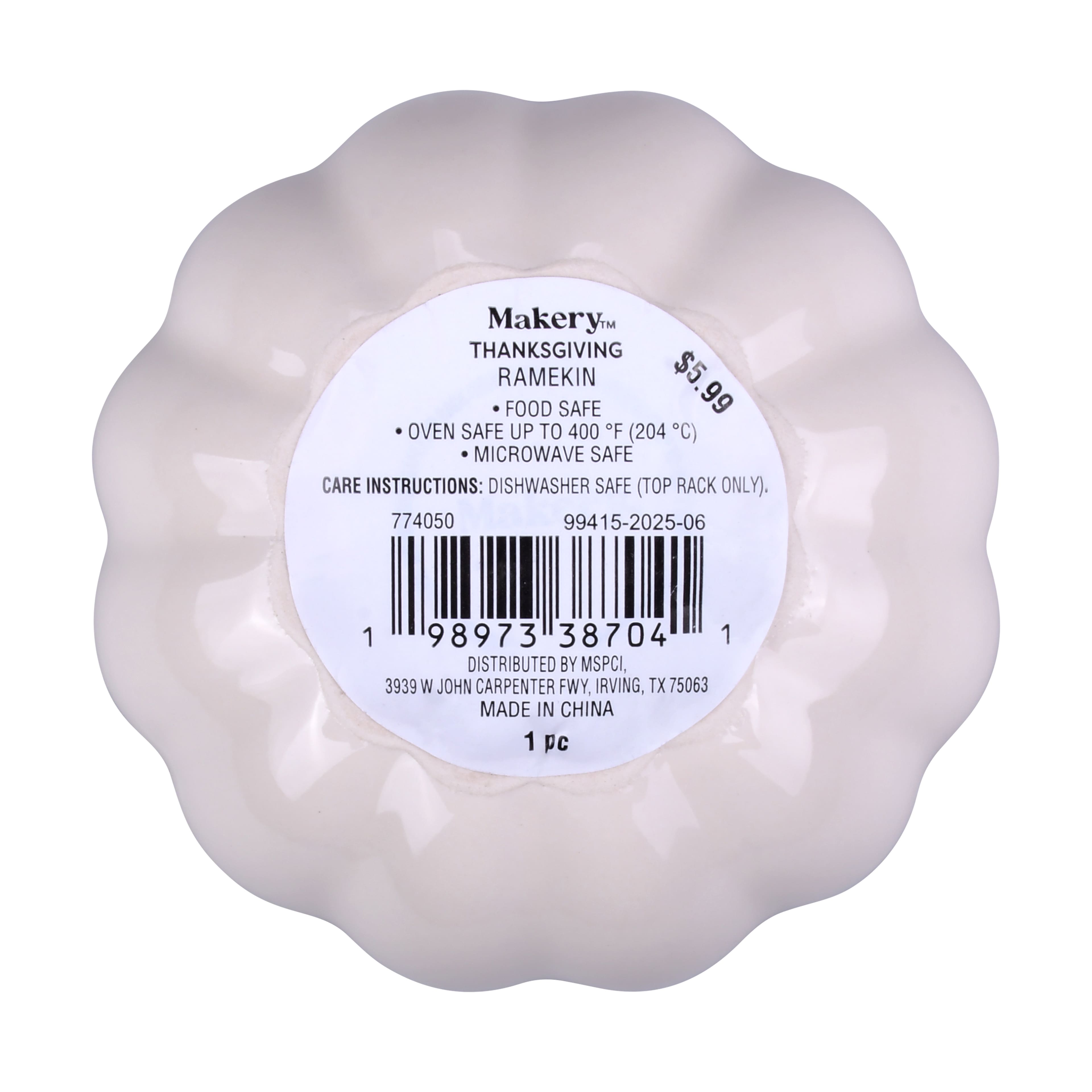 4&#x22; Cream Ceramic Pumpkin Ramekin by Makery&#x2122;