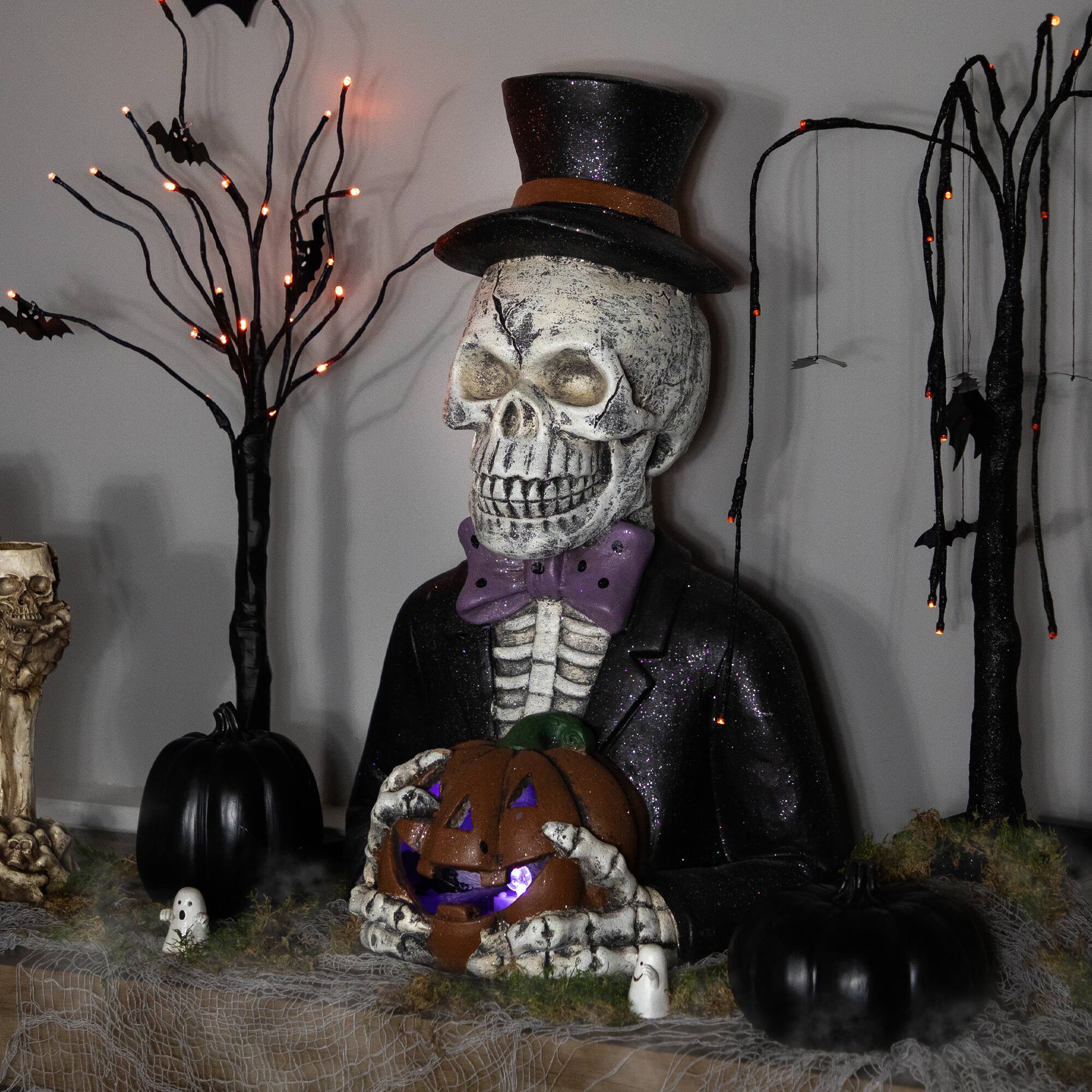 23.5&#x22; LED Skeleton with Jack-O-Lantern Halloween Decoration