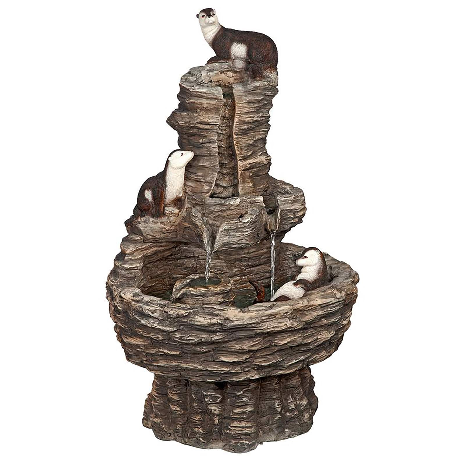 Design Toscano Tres Amigos Playful Otter Cascading Garden Fountain