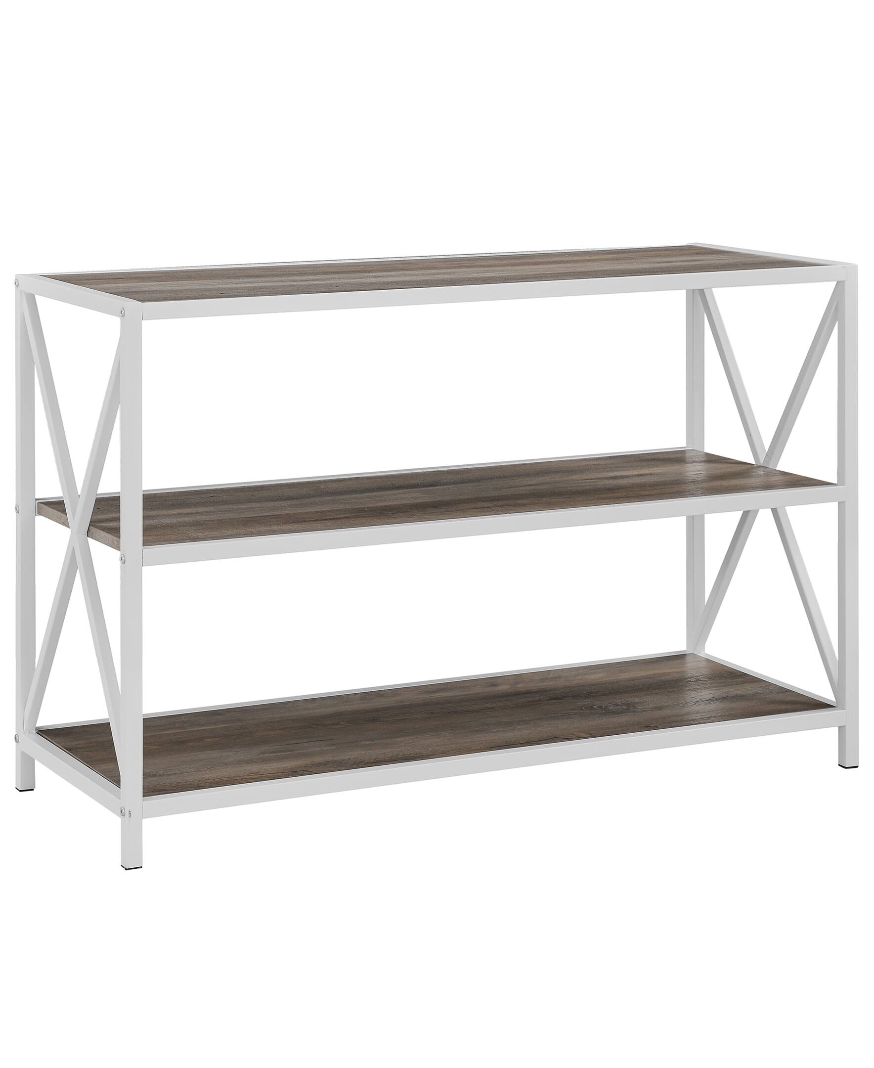 Walker Edison Gray Wash X-Frame Industrial Wood Bookshelf