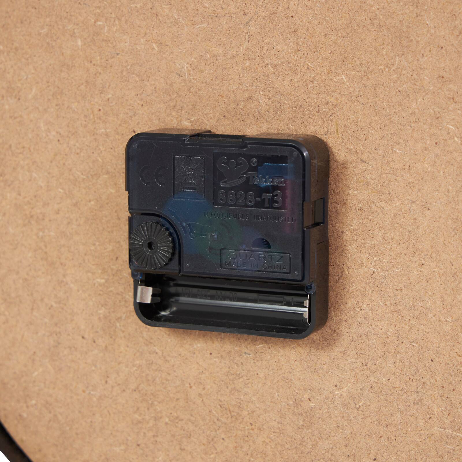 9" Black Metal Geometric Clock with Faux Wood Accents