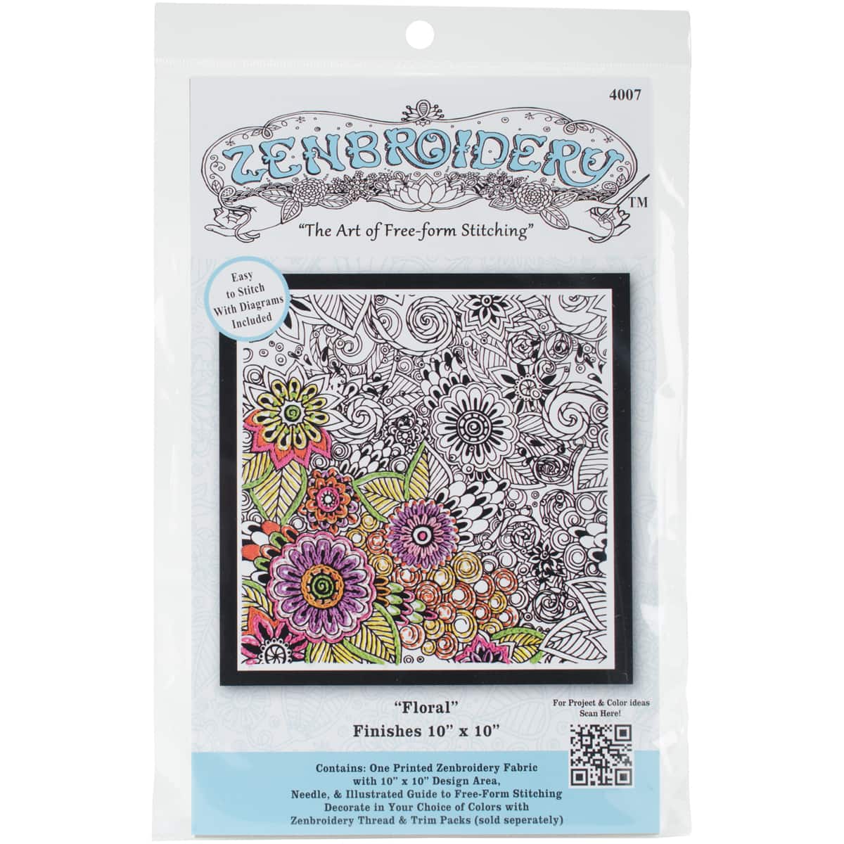 Design Works&#x2122; Zenbroidery&#x2122; Small Floral Stamped Embroidery Kit