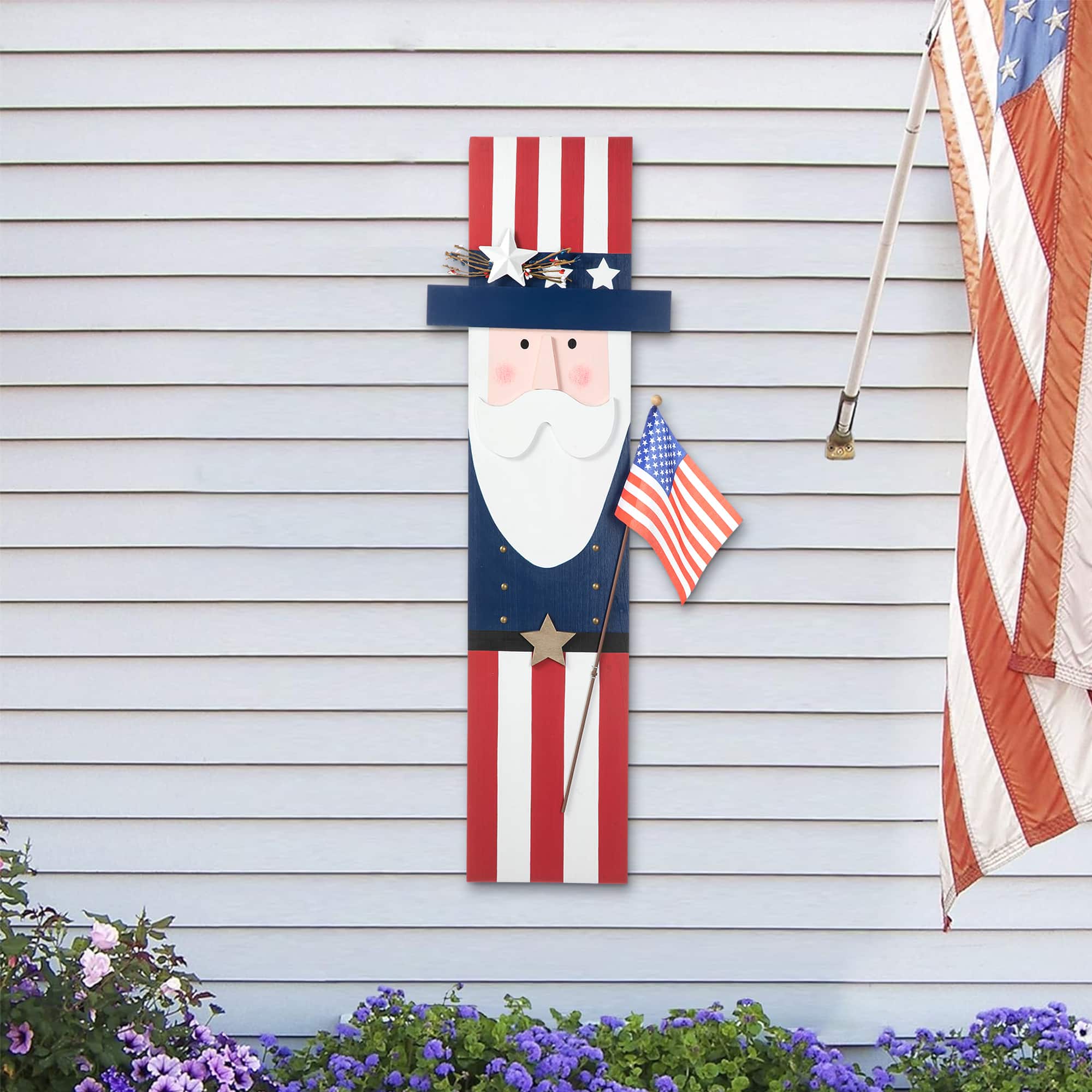 Glitzhome® 36" Patriotic Americana Uncle Sam Porch Décor