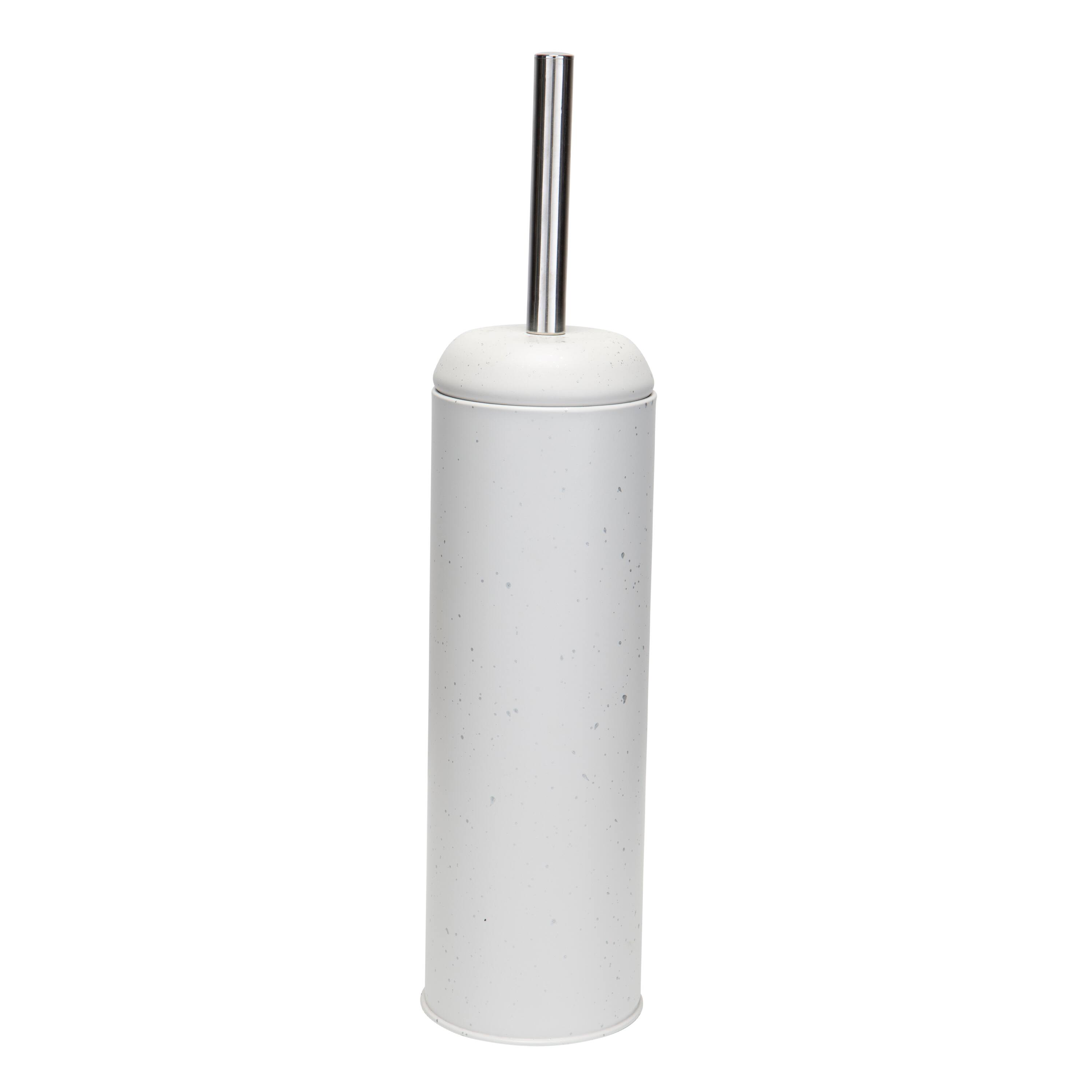 Elle D&#xE9;cor White &#x26; Silver Speckled Toilet Brush &#x26; Holder