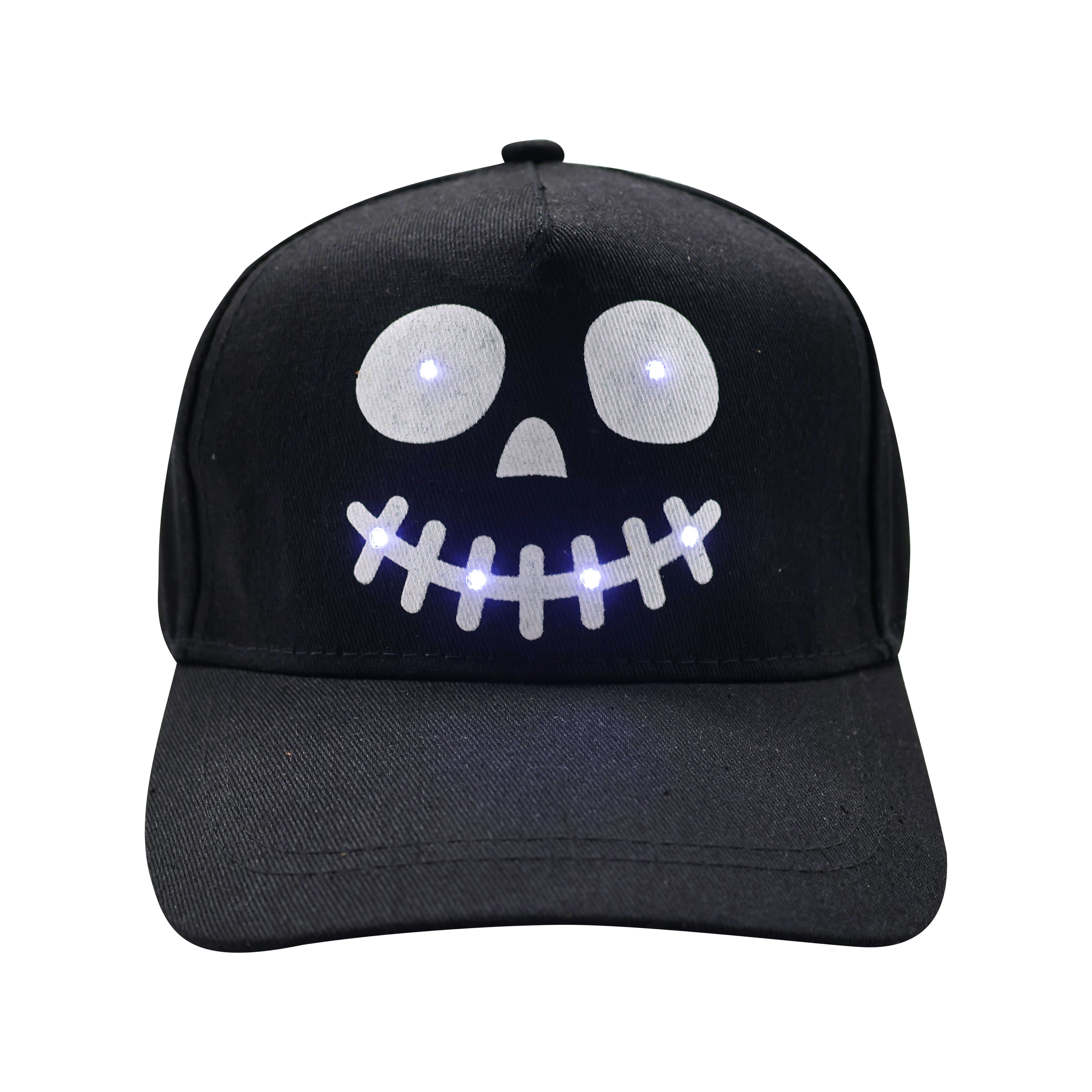 Black Light Up Spooky Face Baseball Cap by Celebrate It™