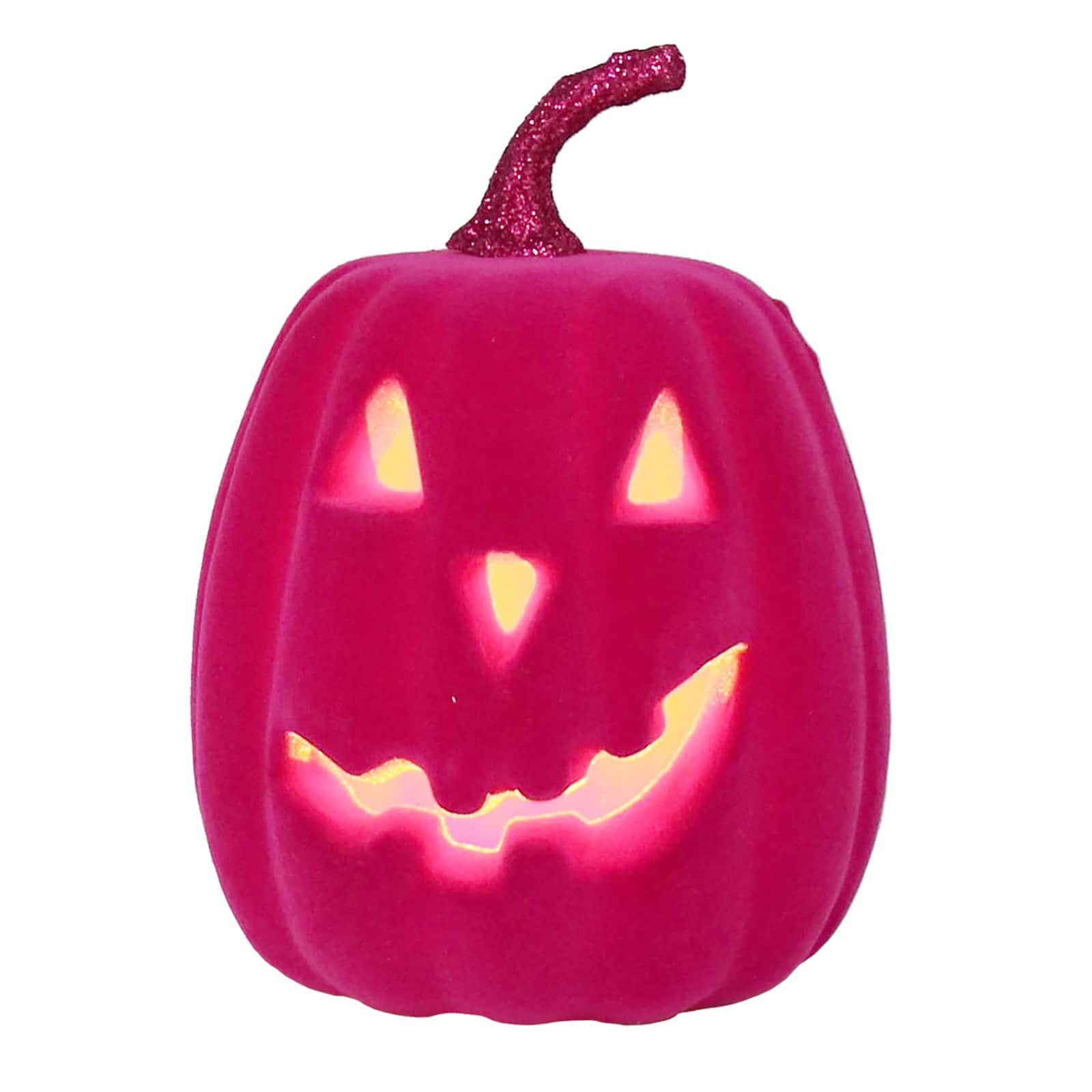 6.8&#x22; Hot Pink Flocked Light Up Jack-O-Lantern by Ashland&#xAE;