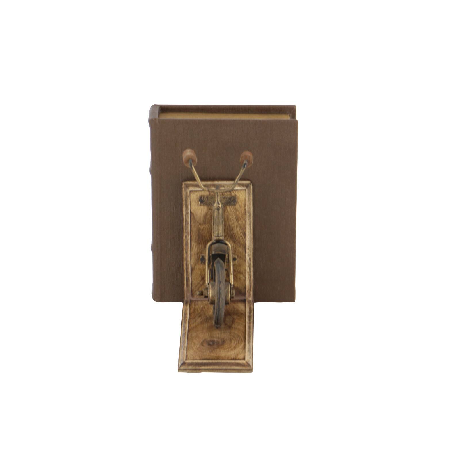 9&#x22; Brass &#x26; Wood Vintage Bicycle Bookends