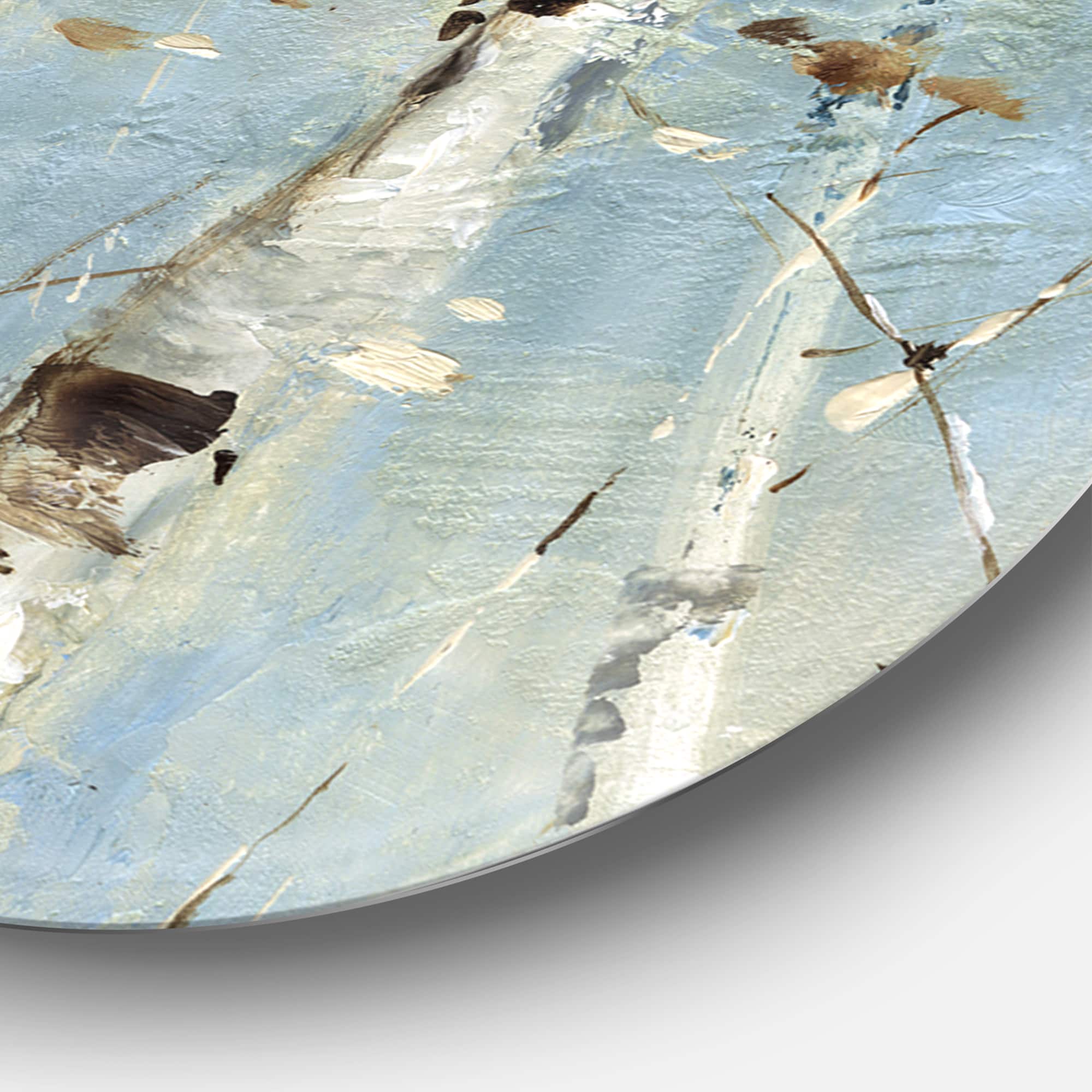 Designart - White Birch Forest I - Farmhouse Metal Circle Wall Art