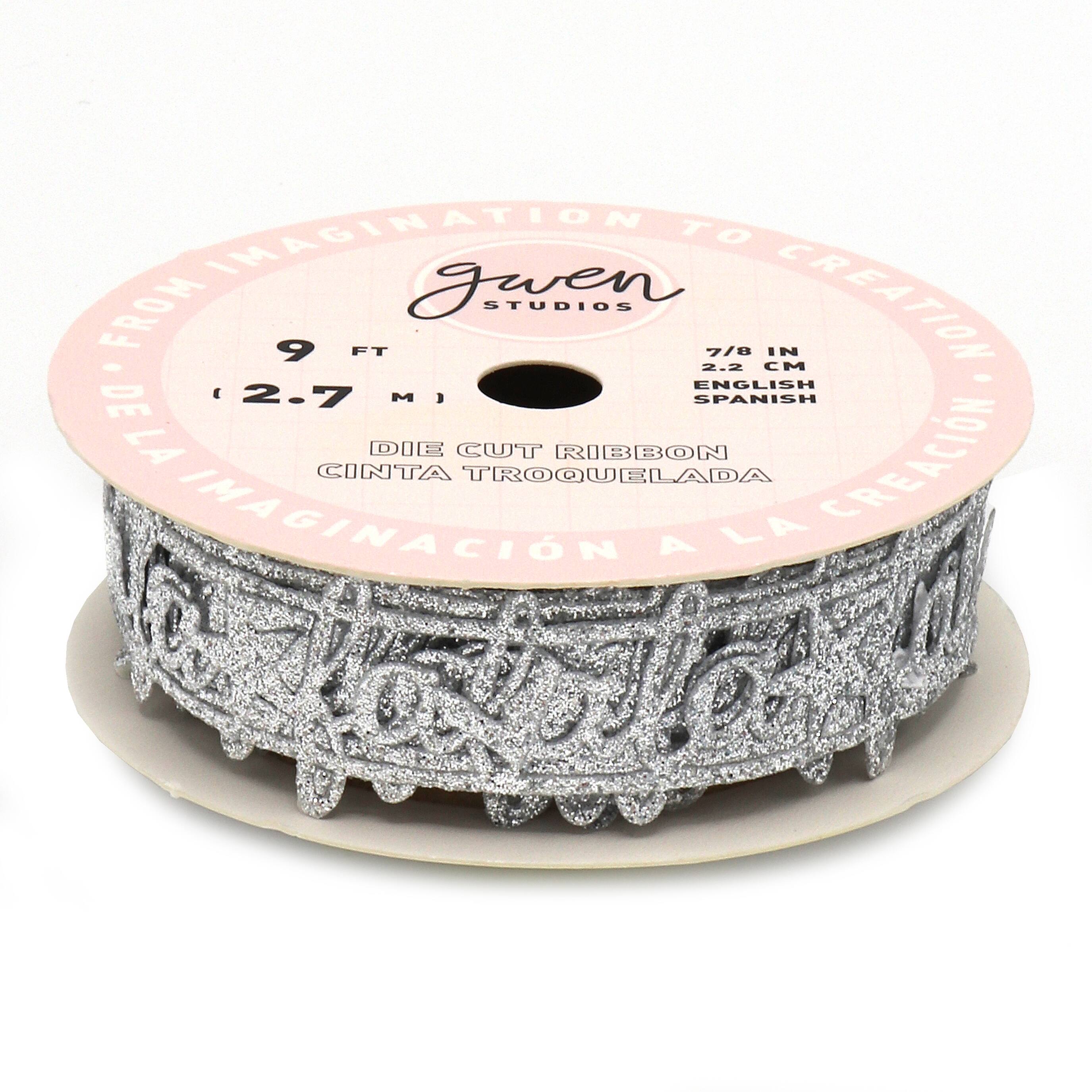 Gwen Studios 7/8&#x22; x 3yd. Die Cut &#x22;Fa La La&#x22; Words Christmas Ribbon