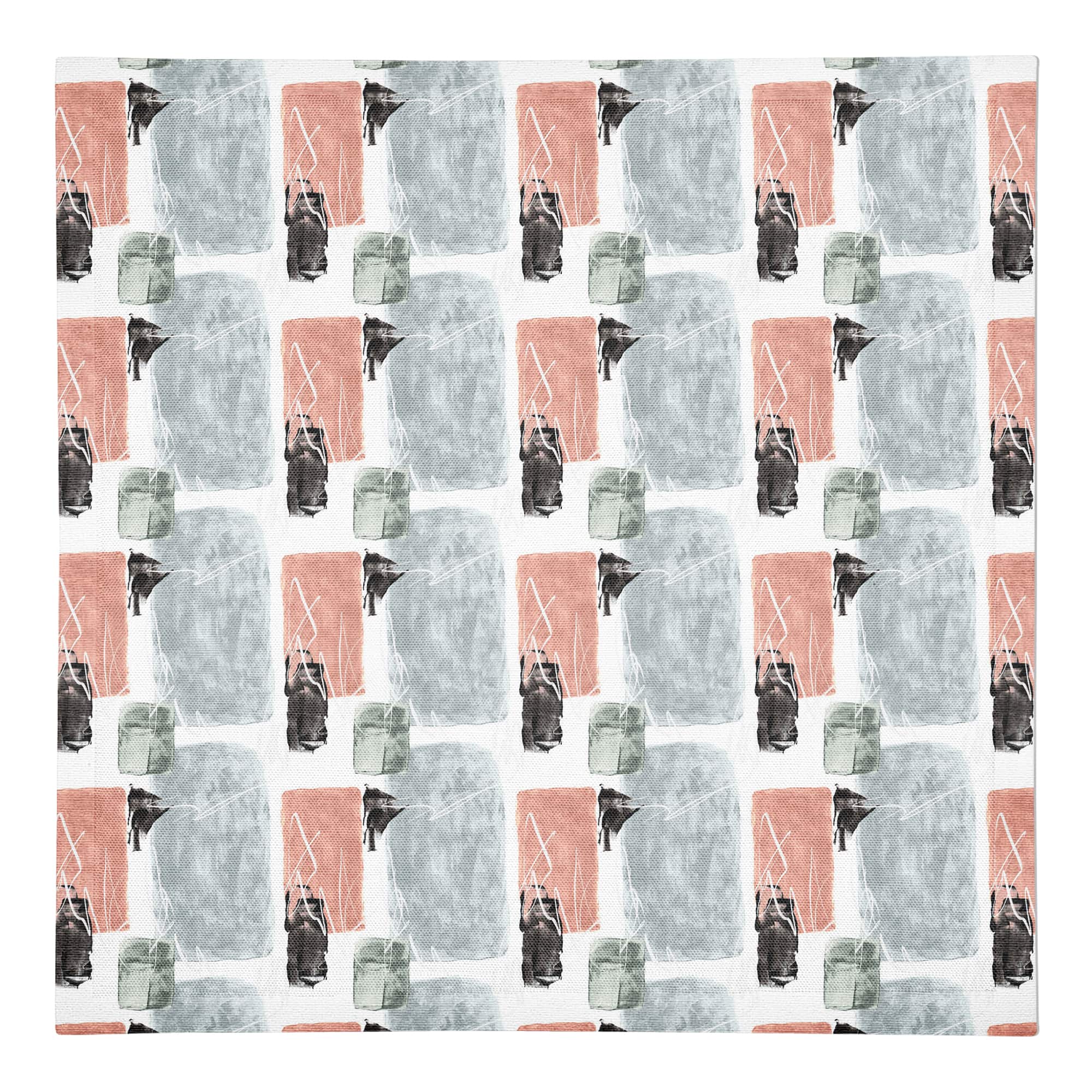 Blue and Pink Abstract 10" x 10" Cotton Twill Napkin