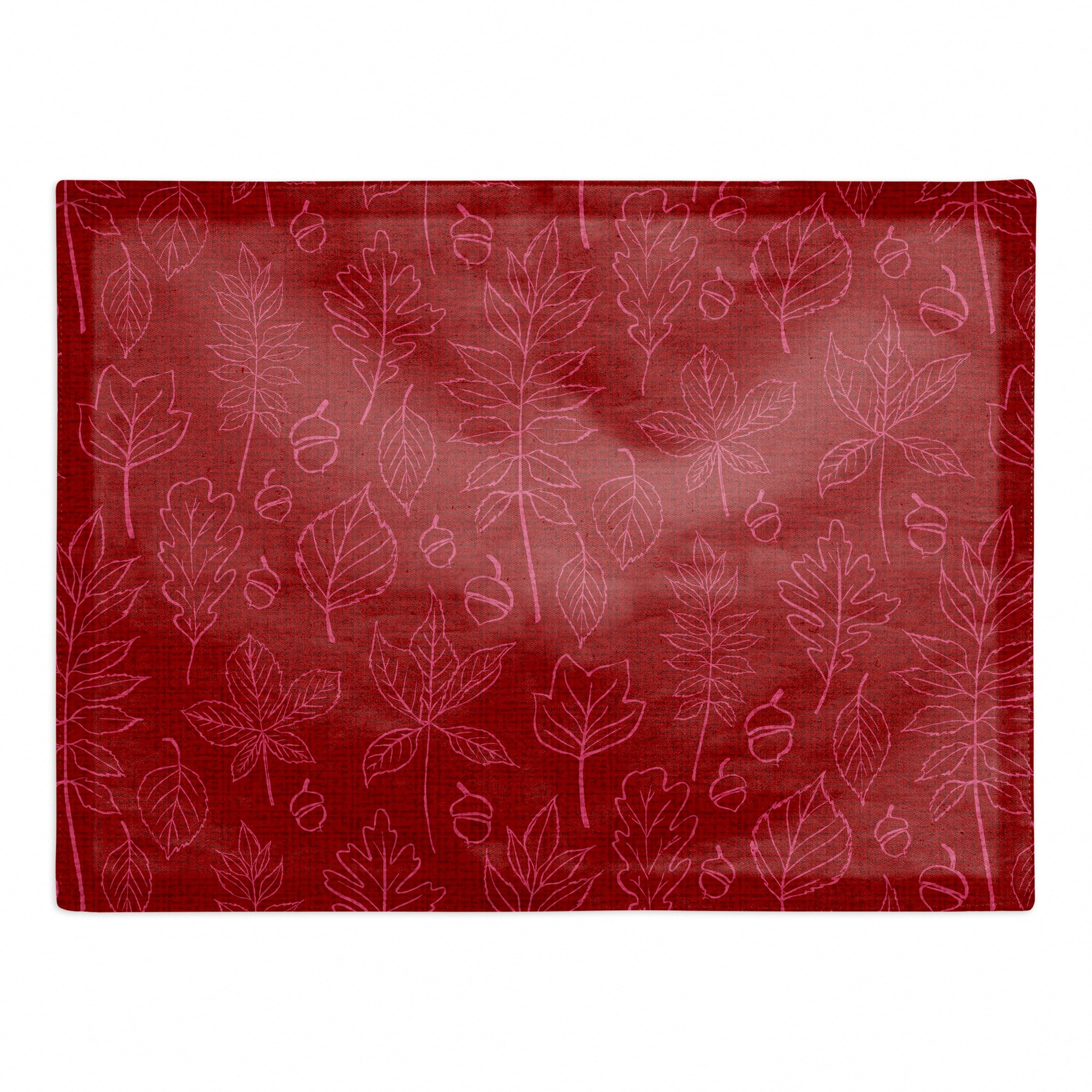 Autumn Pattern Leaves On Red Poly Twill Placemat